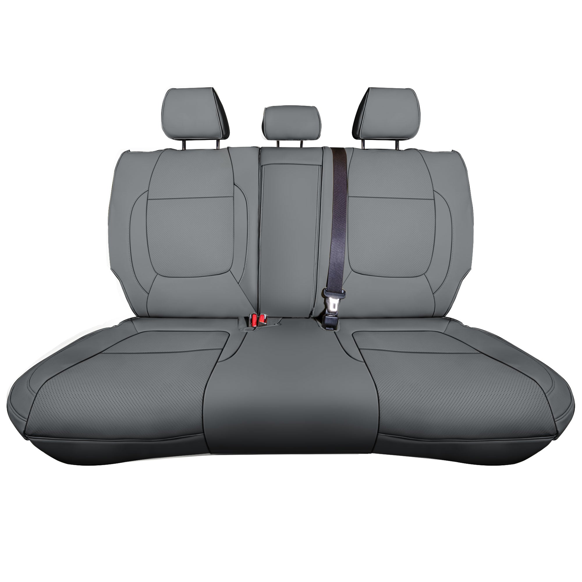 Kia Seltos - 2021 - 2024 - Rear Set Seat Covers - Solid Gray Faux Leather