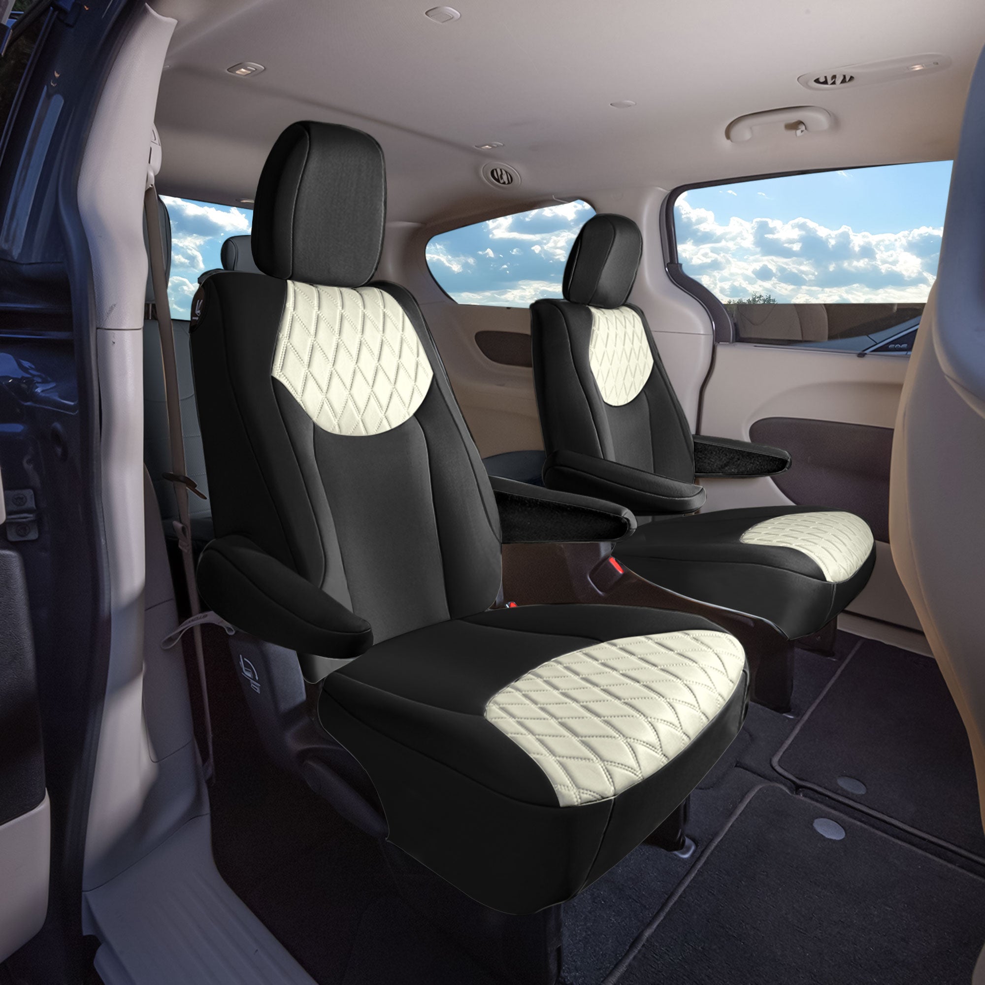 Chrysler Pacifica - 2017 - 2024 - 2nd Row Set Seat Covers - Beige Ultraflex Neoprene