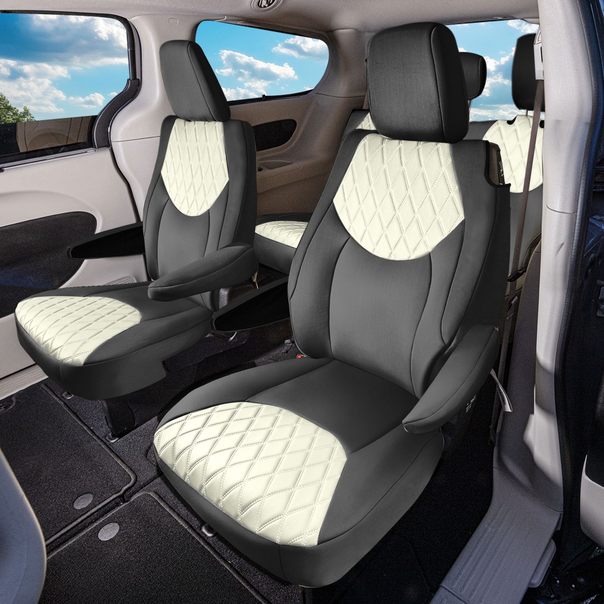 Chrysler Pacifica - 2017 - 2024 - 2nd Row Set Seat Covers - Beige Ultraflex Neoprene