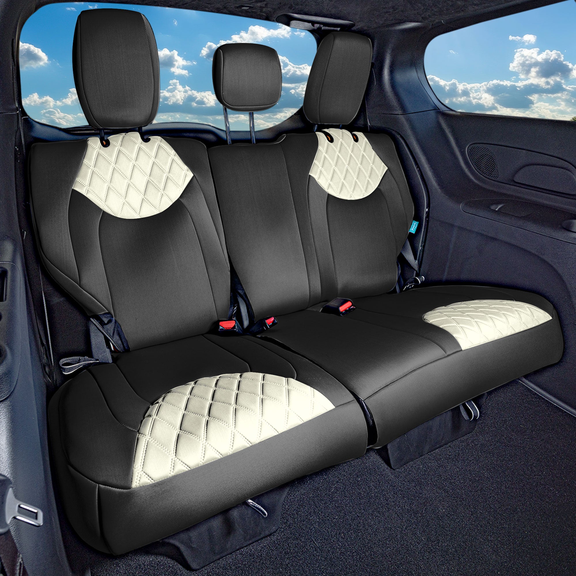 Chrysler Pacifica - 2017 - 2024 - 3rd Row Set Seat Covers - Beige Ultraflex Neoprene