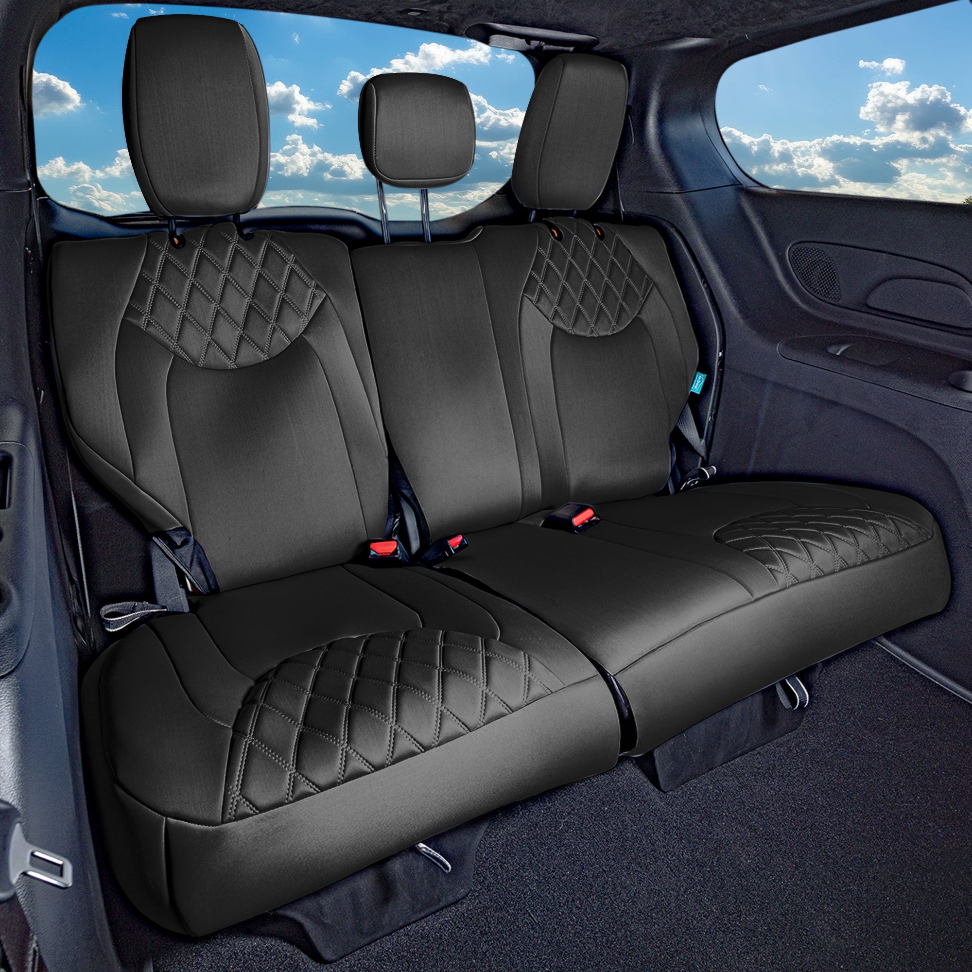 Chrysler Pacifica - 2017 - 2024 - 3rd Row Set Seat Covers - Black Ultraflex Neoprene