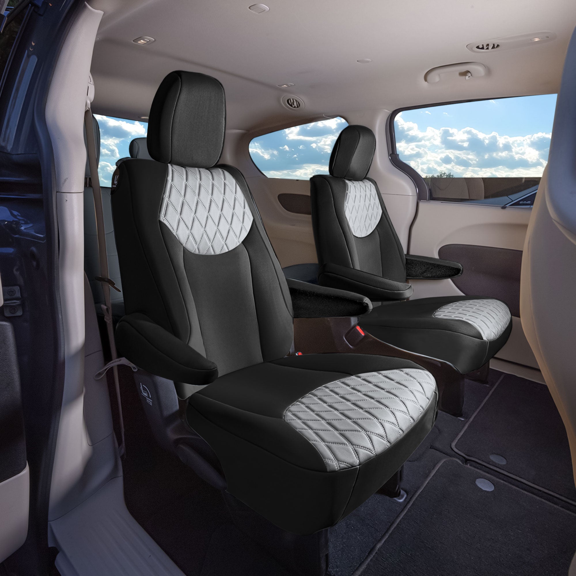 Chrysler Pacifica - 2017 - 2024 - 2nd Row Set Seat Covers - Gray Ultraflex Neoprene