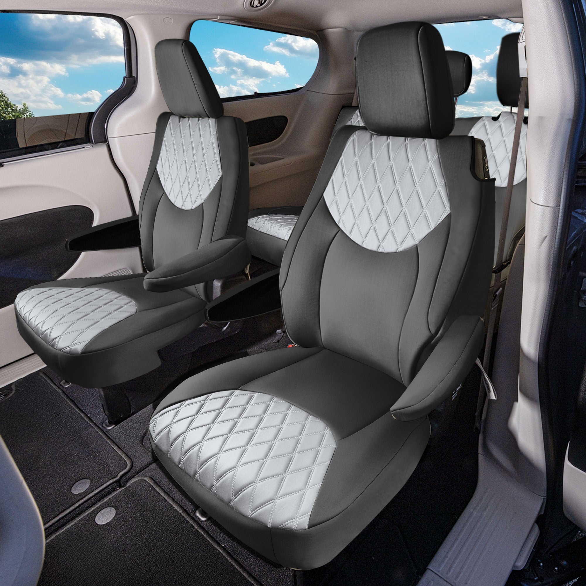 Chrysler Pacifica - 2017 - 2024 - 2nd Row Set Seat Covers - Gray Ultraflex Neoprene