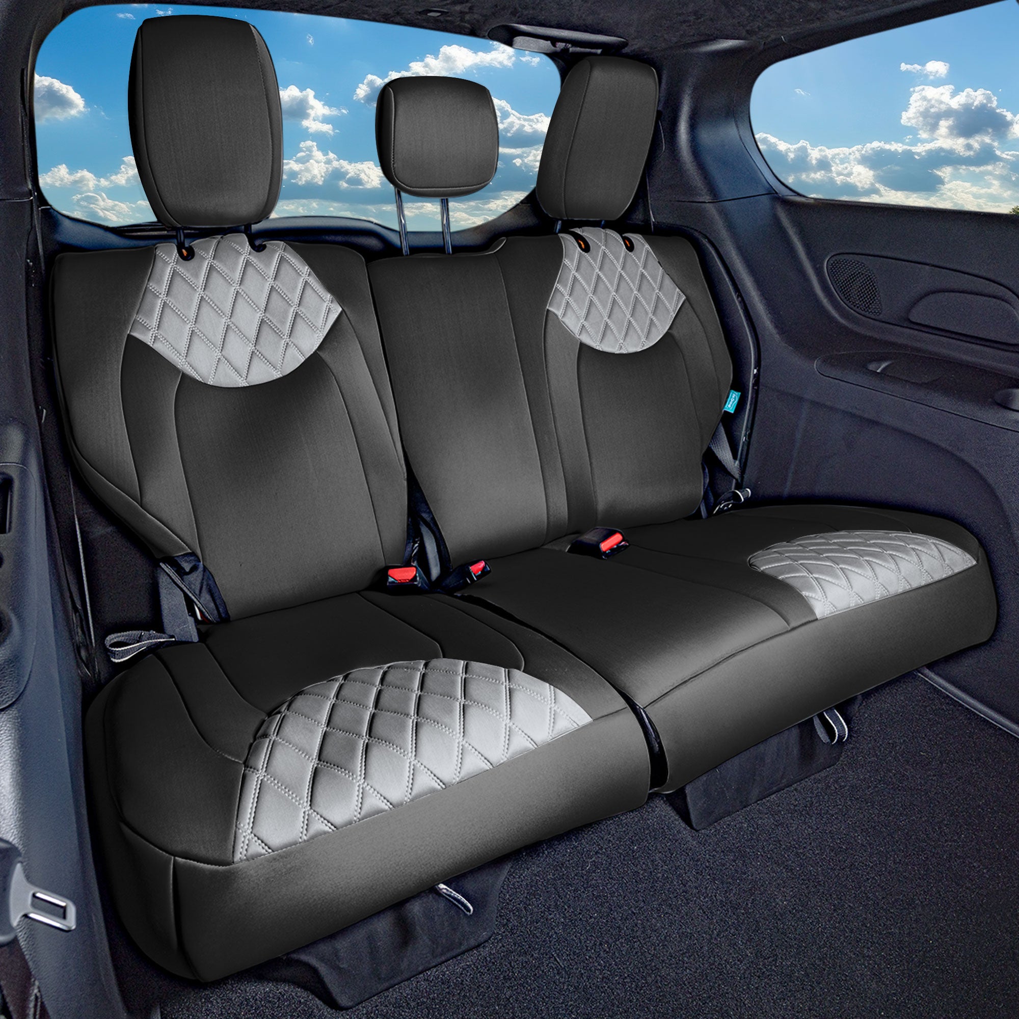 Chrysler Pacifica - 2017 - 2024 - 3rd Row Set Seat Covers - Gray Ultraflex Neoprene