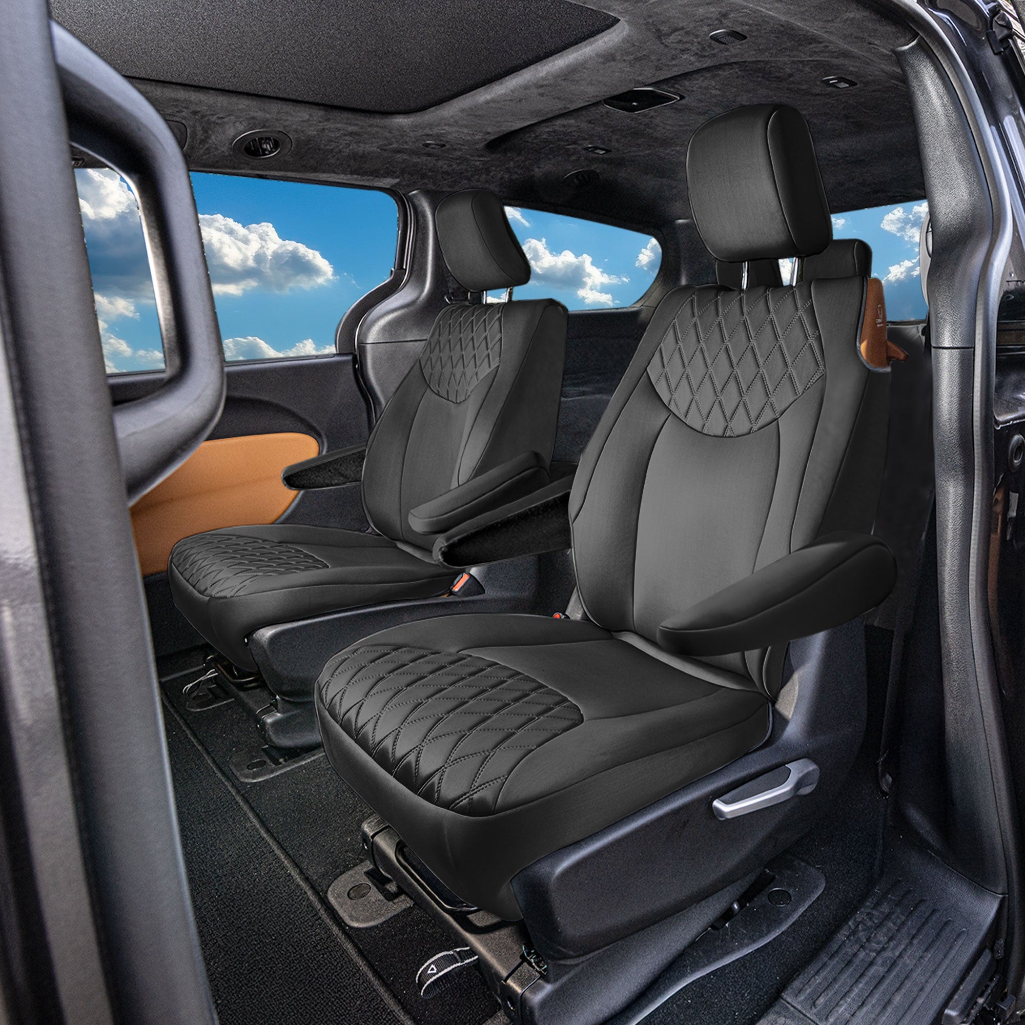 Chrysler Pacifica Hybrid - 2017 - 2024 - 2nd Row Set Seat Covers - Black Ultraflex Neoprene