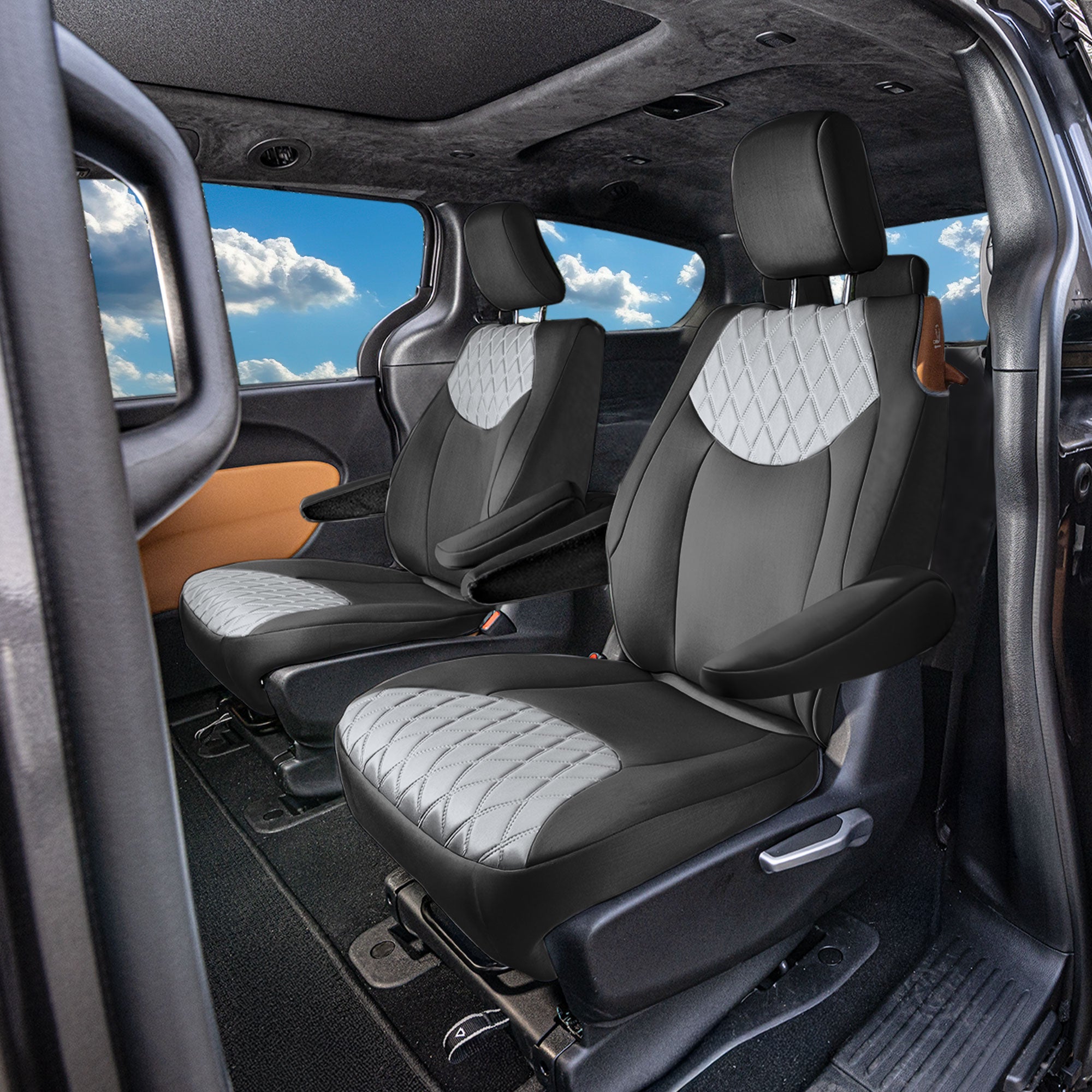 Chrysler Pacifica Hybrid - 2017 - 2024 - 2nd Row Set Seat Covers - Gray Ultraflex Neoprene