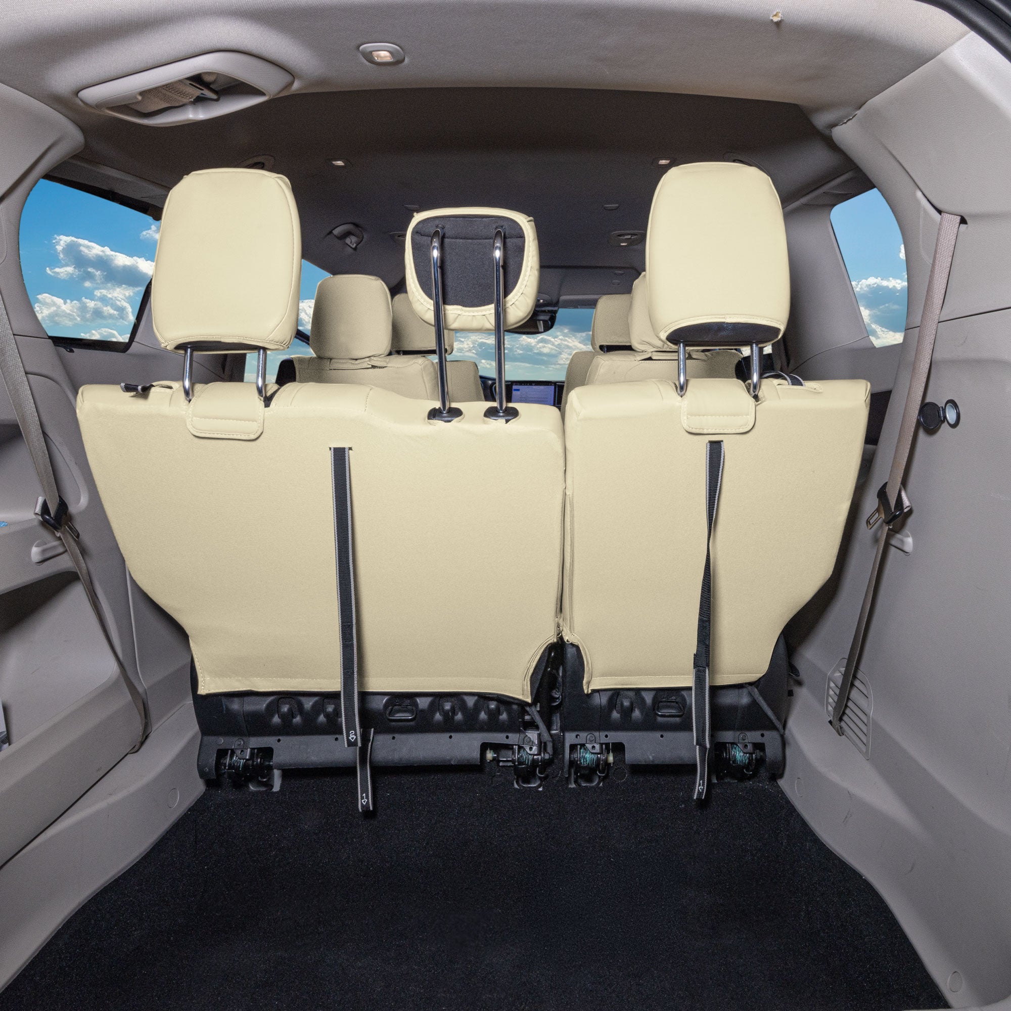 Chrysler Pacifica - 2017 - 2024 - 3rd Row Set Seat Covers - Beige Faux Leather