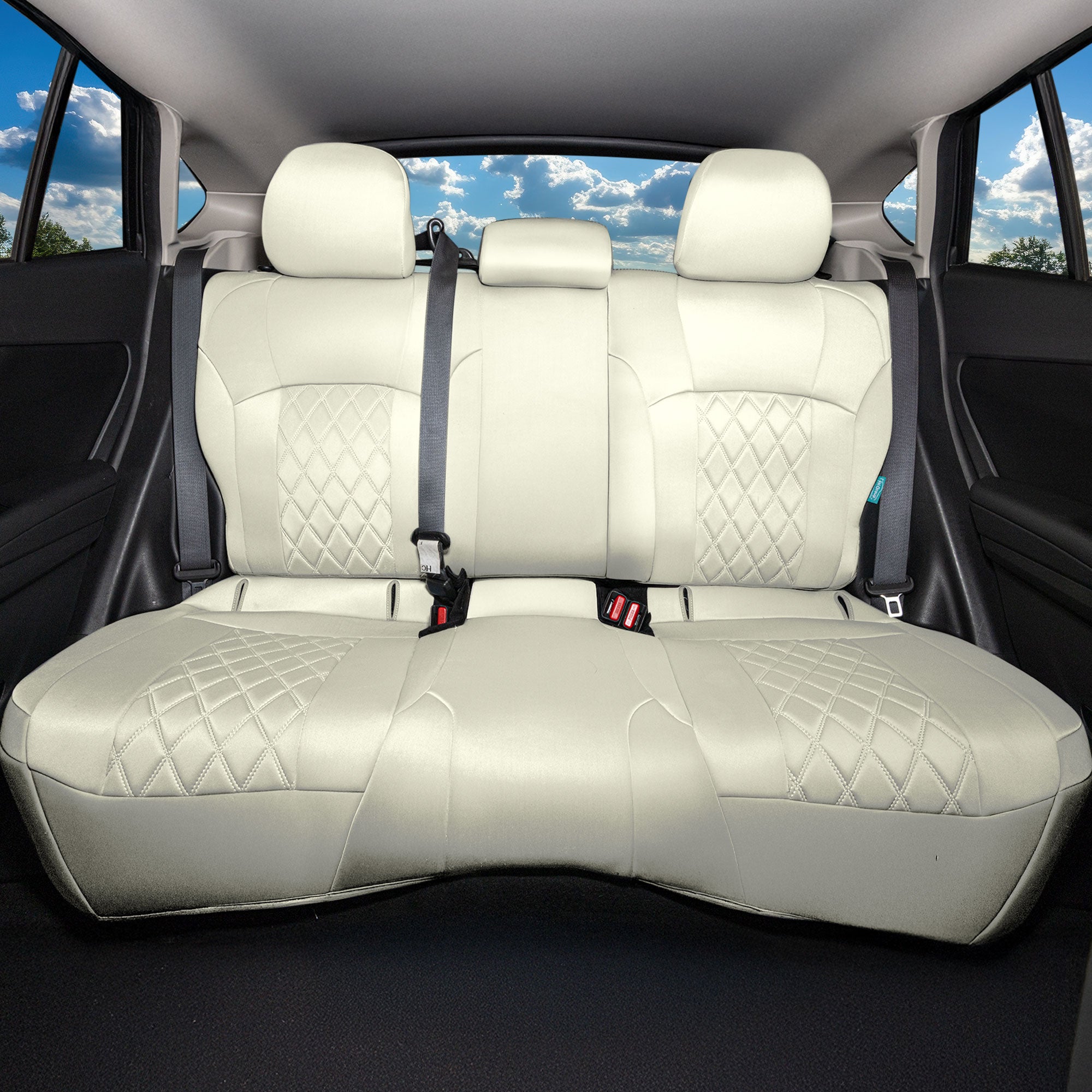 Hyundai Tucson - 2022 - 2024 - Rear Set Seat Covers - Solid Beige Ultraflex Neoprene