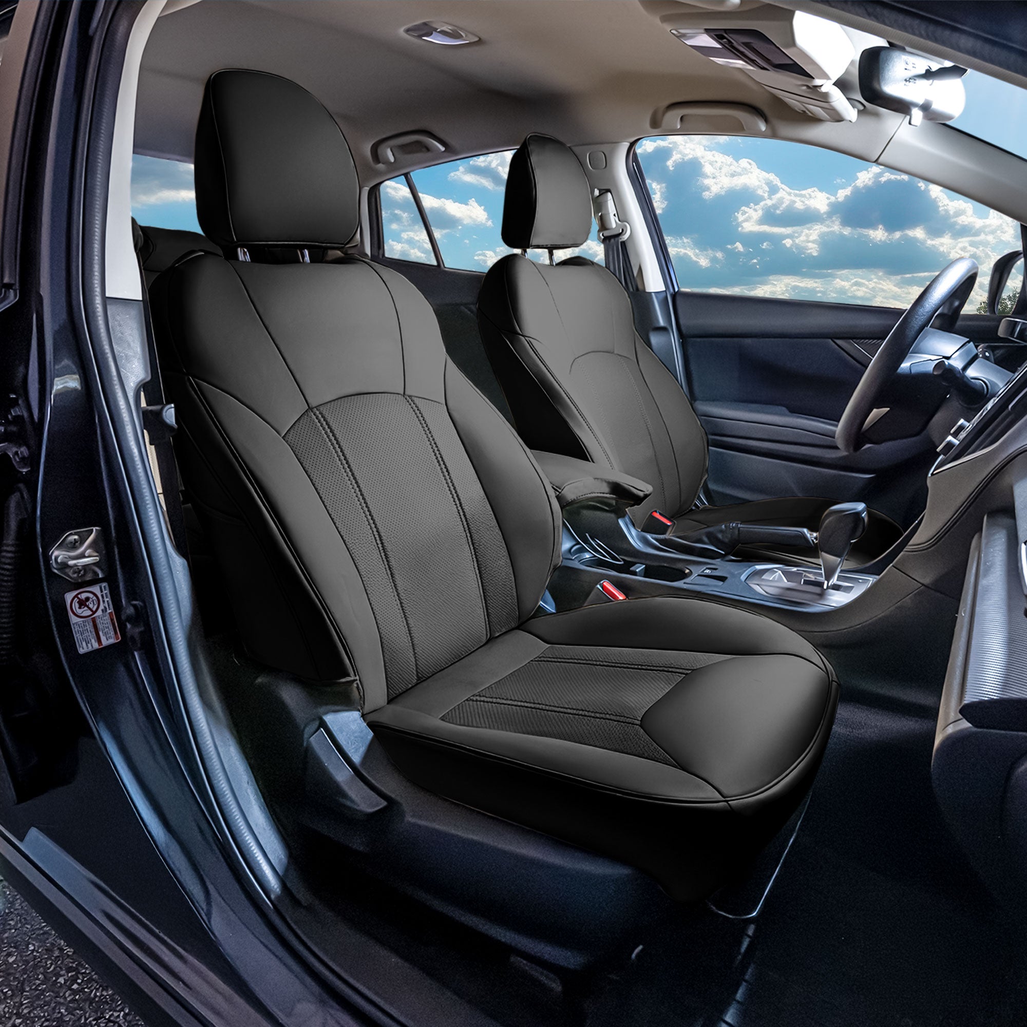 Subaru Crosstrek 2018-2023 - Full Set Seat Covers - Black Faux Leather