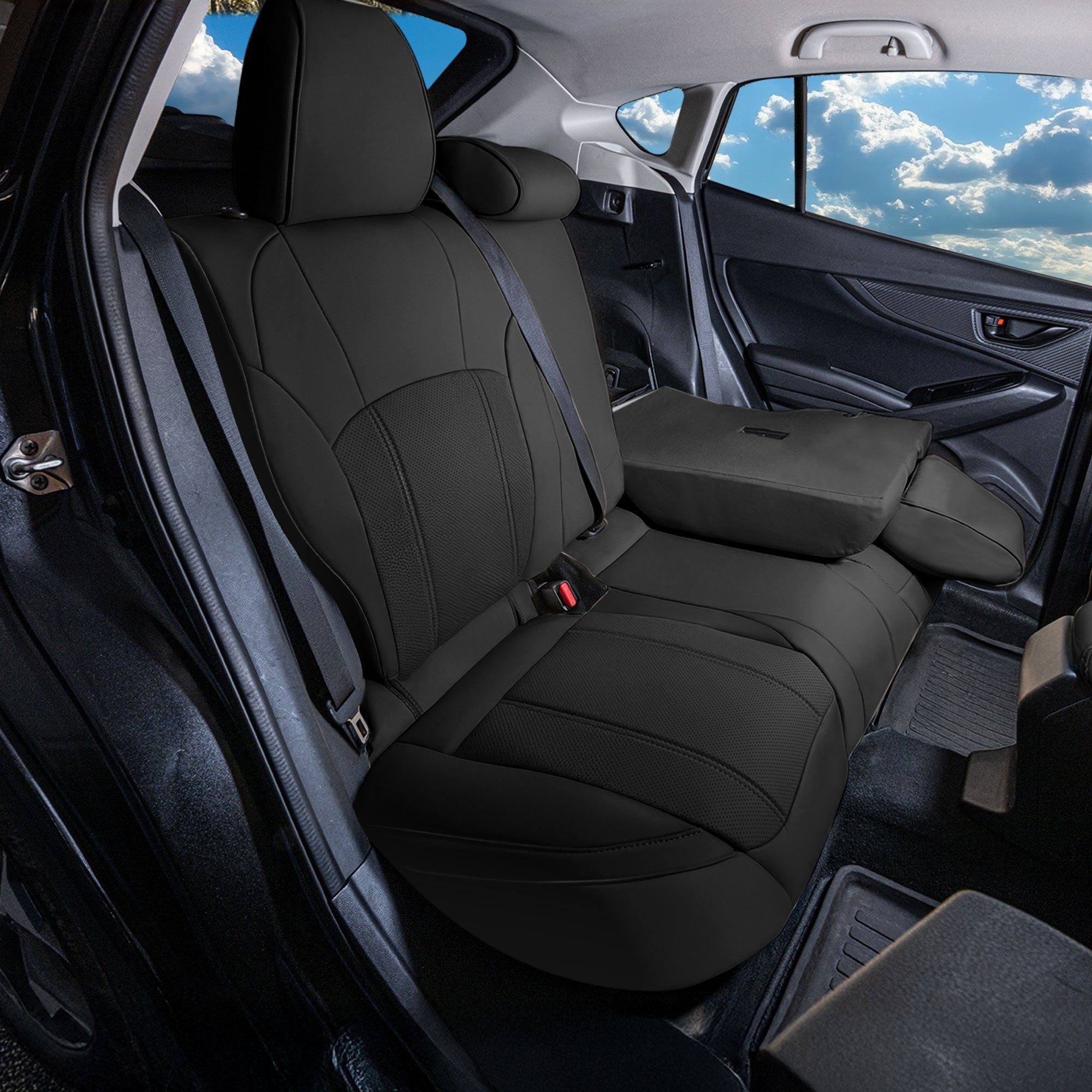Subaru Crosstrek 2018-2023 - Rear Set Seat Covers - Black Faux Leather