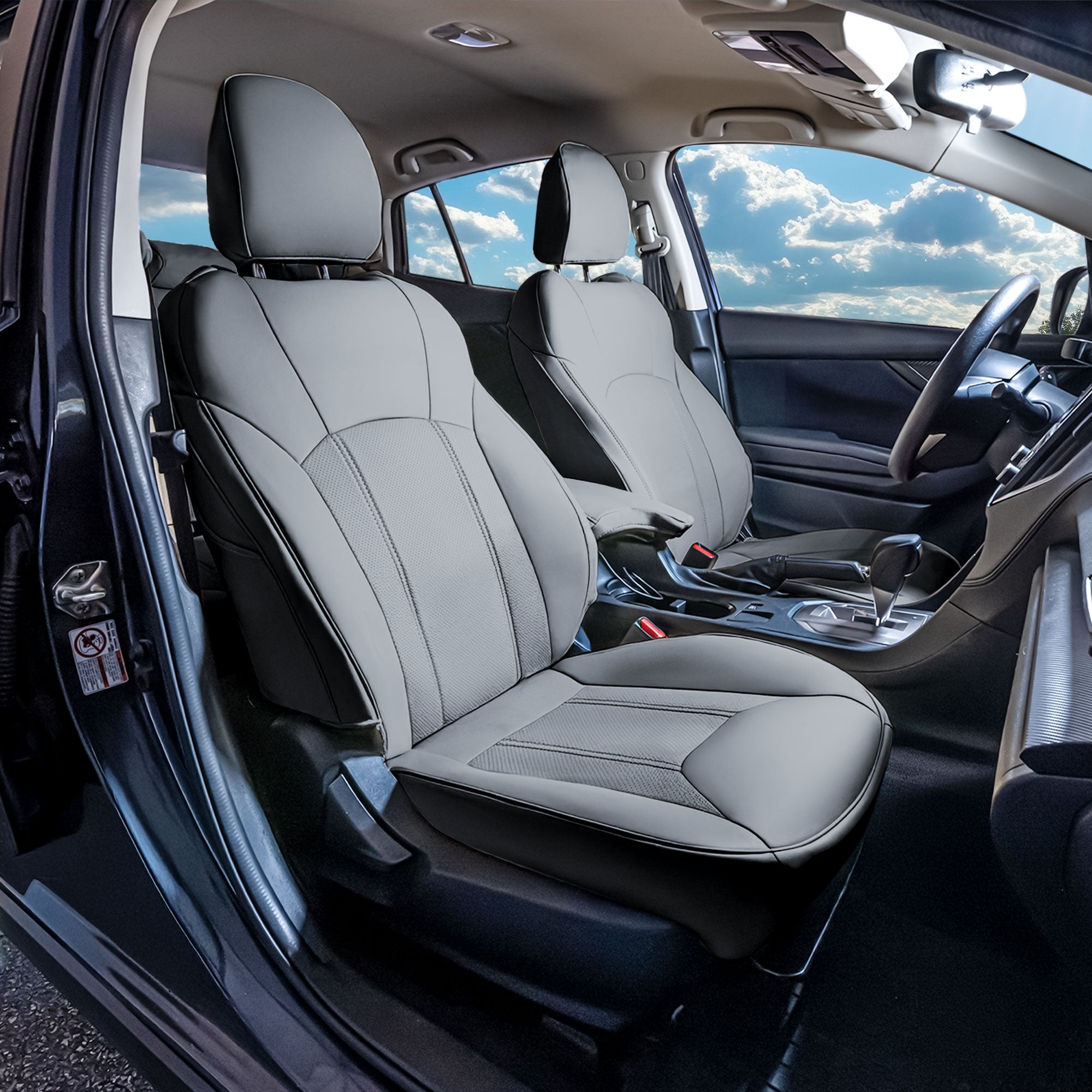 Subaru Crosstrek 2018-2023 - Full Set Seat Covers - Solid Gray Faux Leather