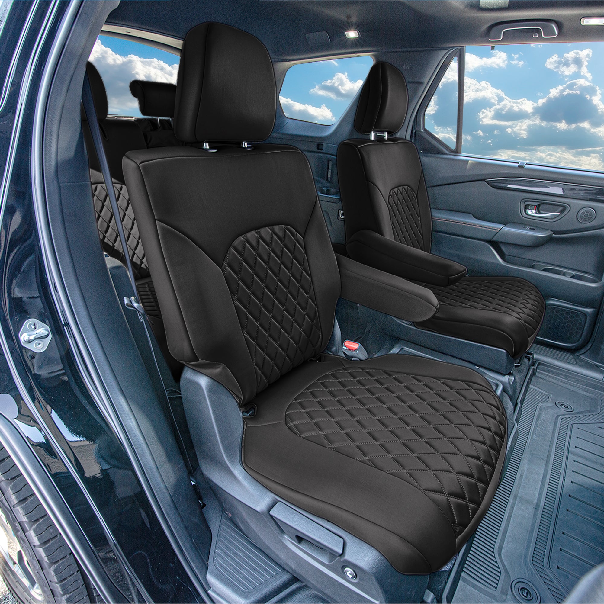 Honda Pilot 2023 - 2025 - 2nd Row Seat Covers - Black Ultraflex Neoprene