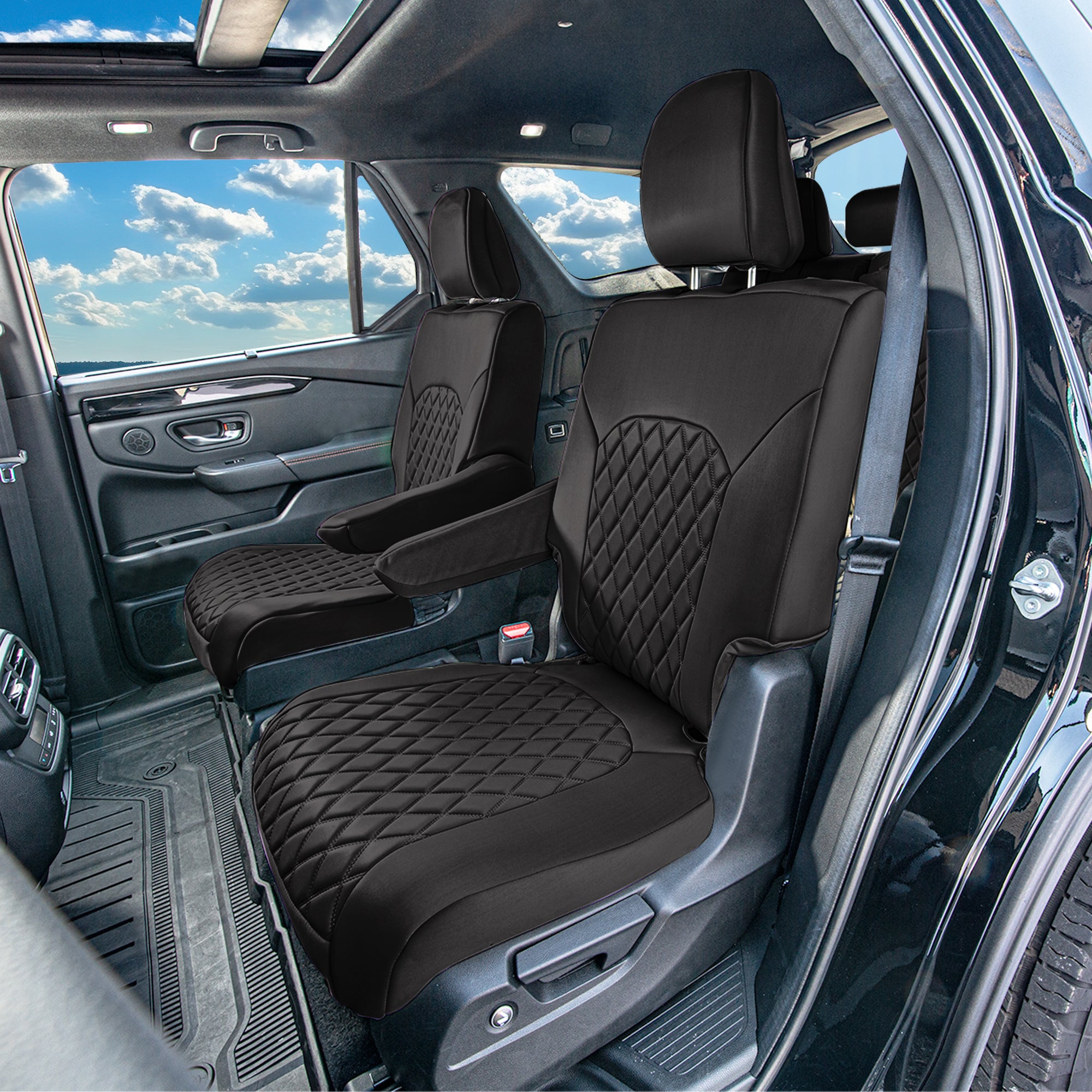 Honda Pilot 2023 - 2025 - 2nd Row Seat Covers - Black Ultraflex Neoprene