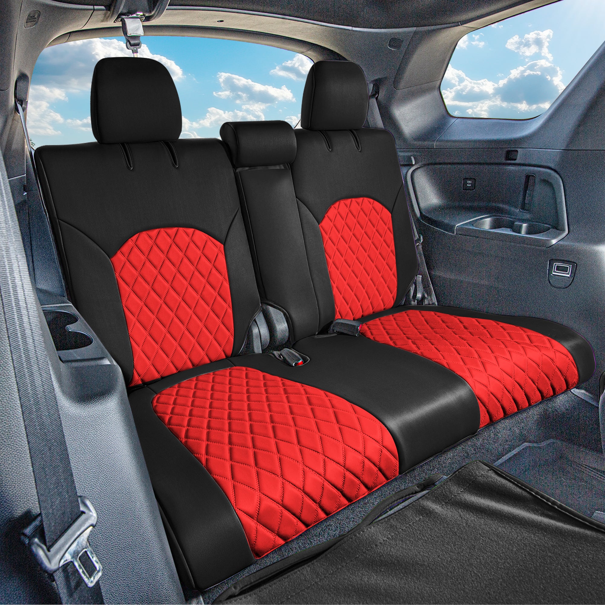 Honda Pilot 2023 - 2025 - 3rd Row Seat Covers - Red Ultraflex Neoprene