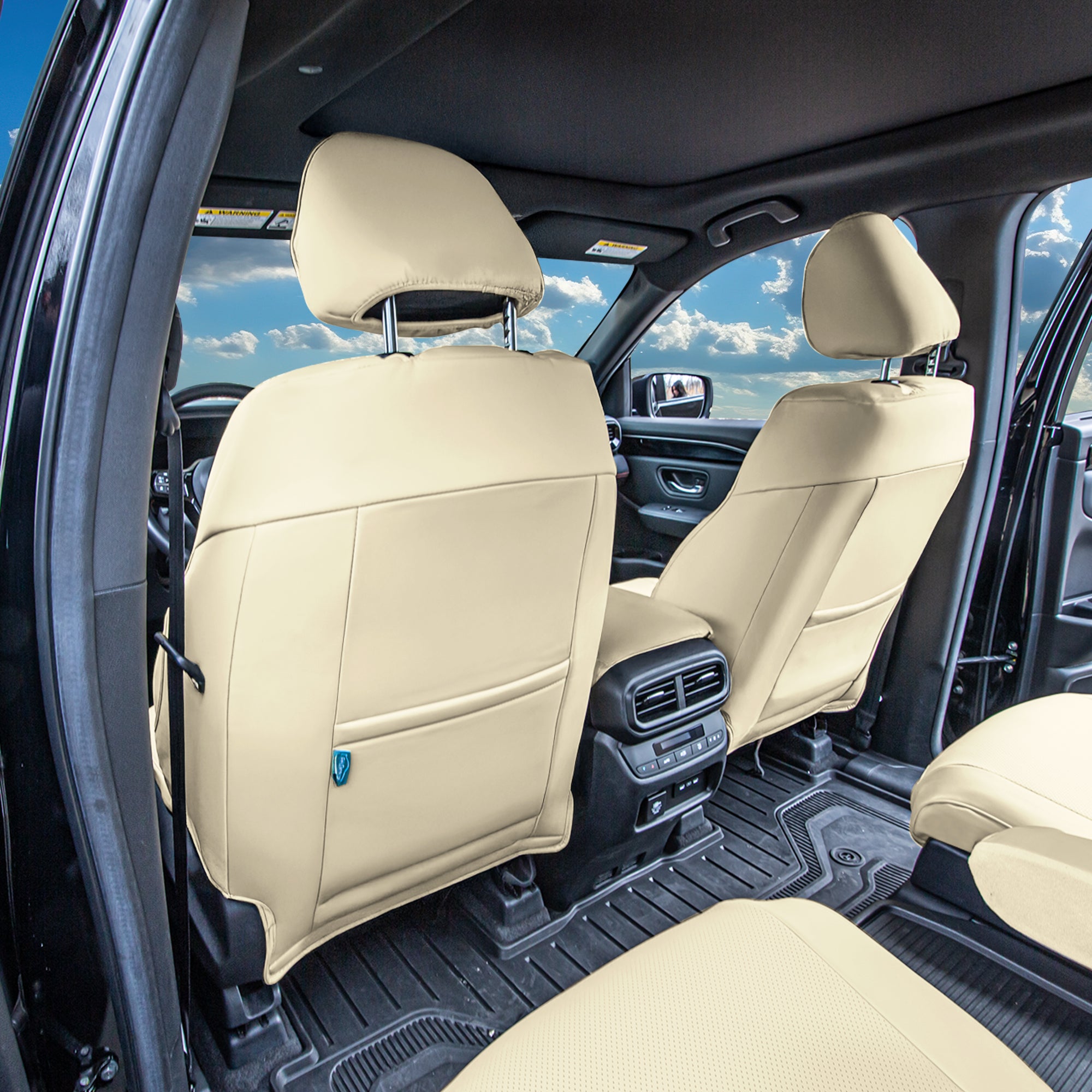 Honda Pilot 2023 - 2025 - Full Set Seat Covers - Solid Beige Faux Leather