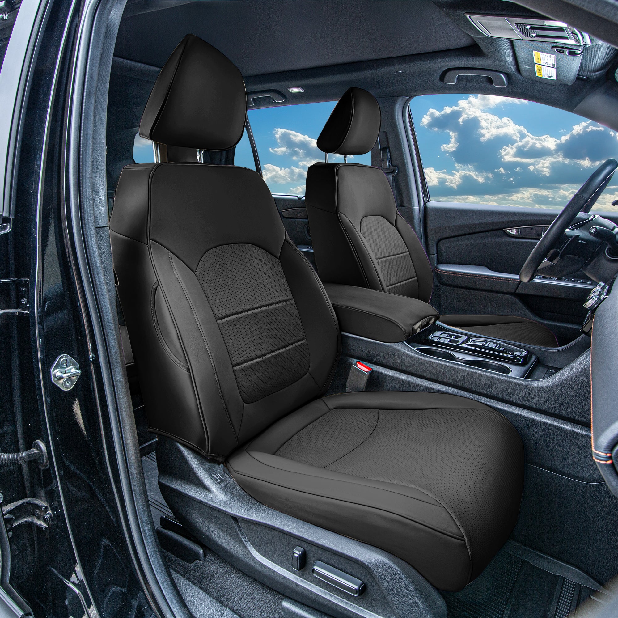 Honda Pilot 2023 - 2025 - Front Set Seat Covers - Black Faux Leather