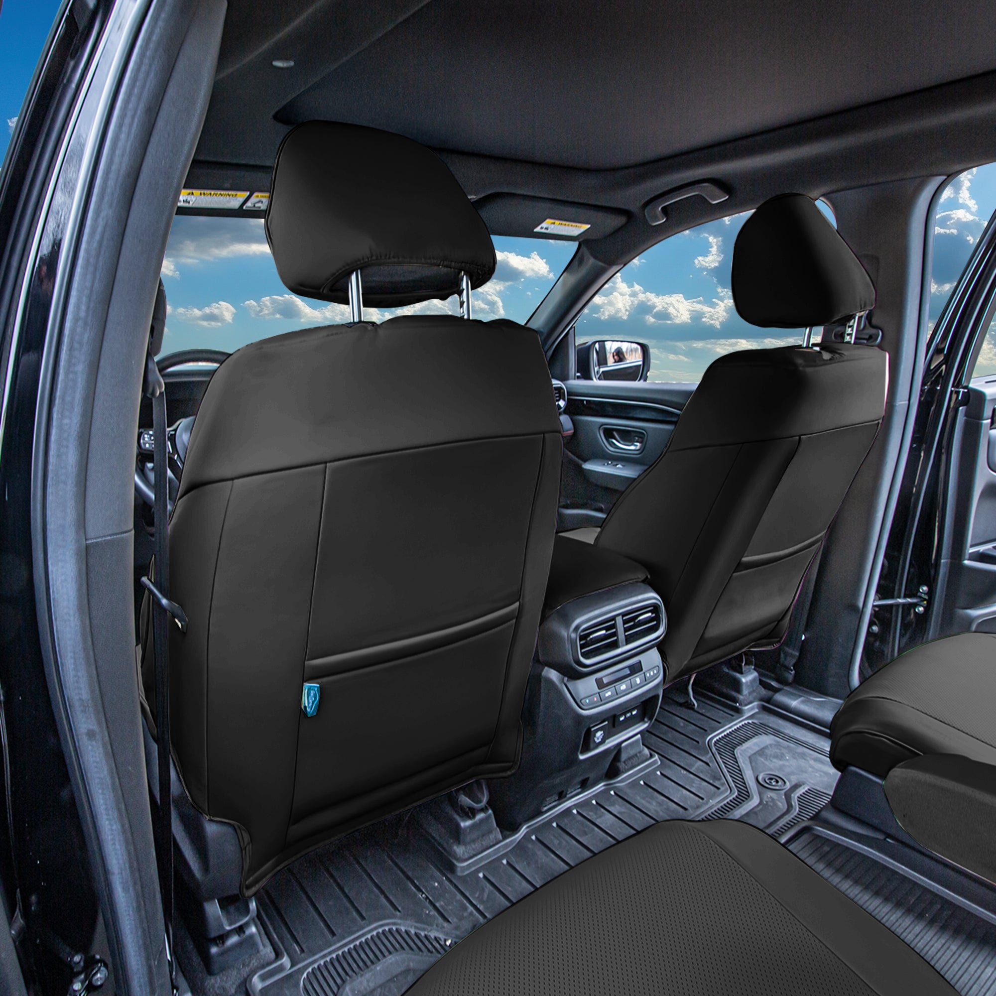 Honda Pilot 2023 - 2025 - Front Set Seat Covers - Black Faux Leather