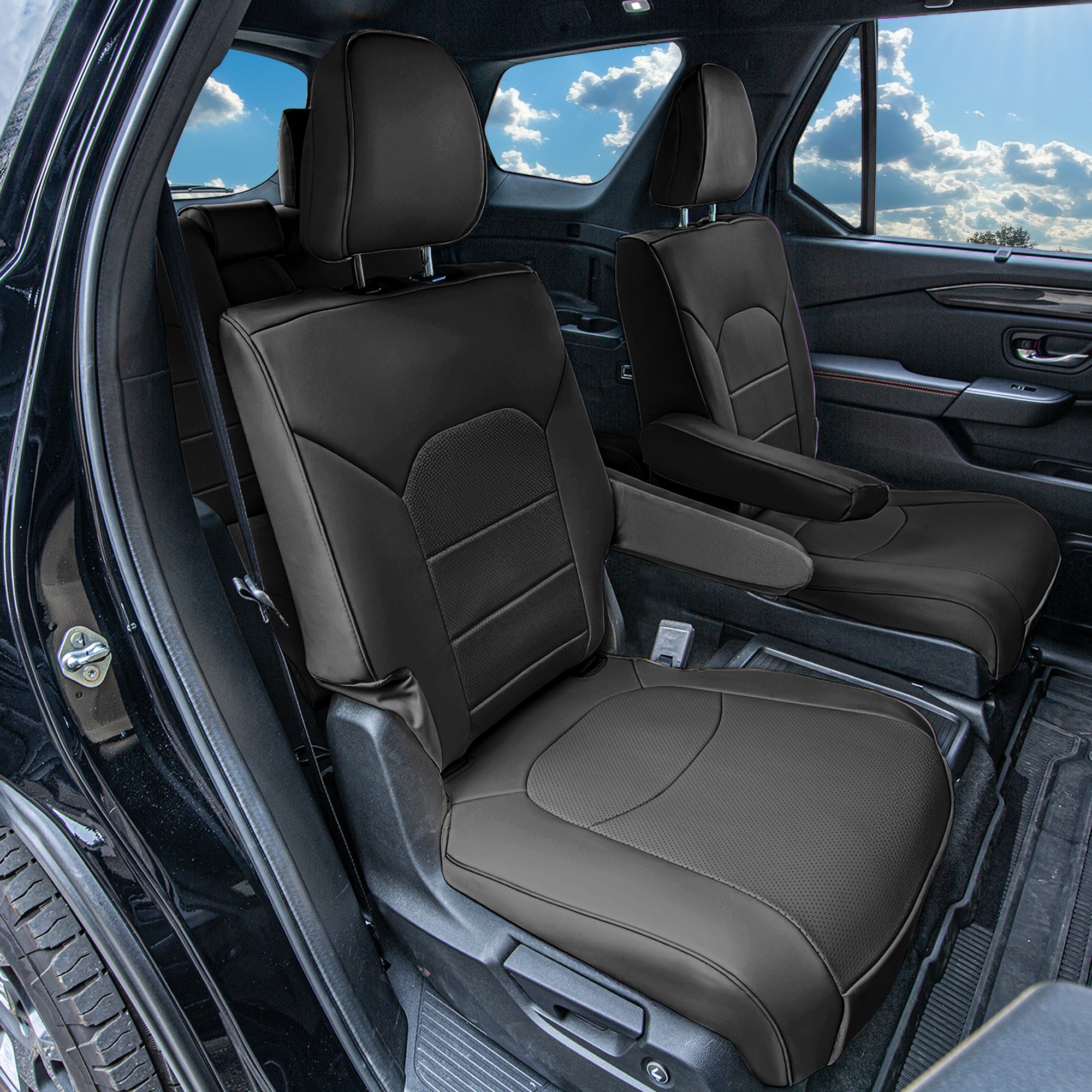 Honda Pilot 2023 - 2025 - 2nd Row Seat Covers - Black Faux Leather