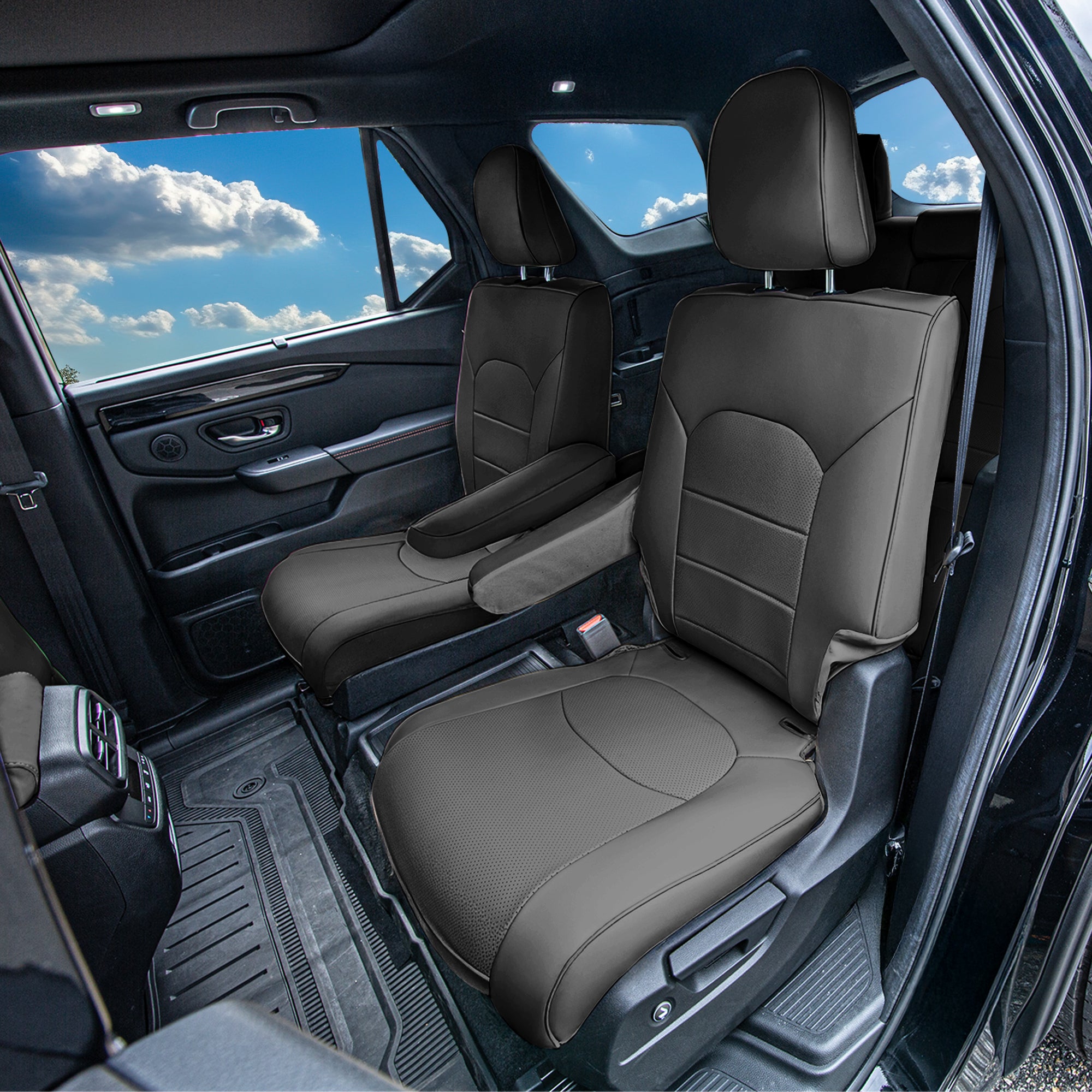 Honda Pilot 2023 - 2025 - 2nd Row Seat Covers - Black Faux Leather