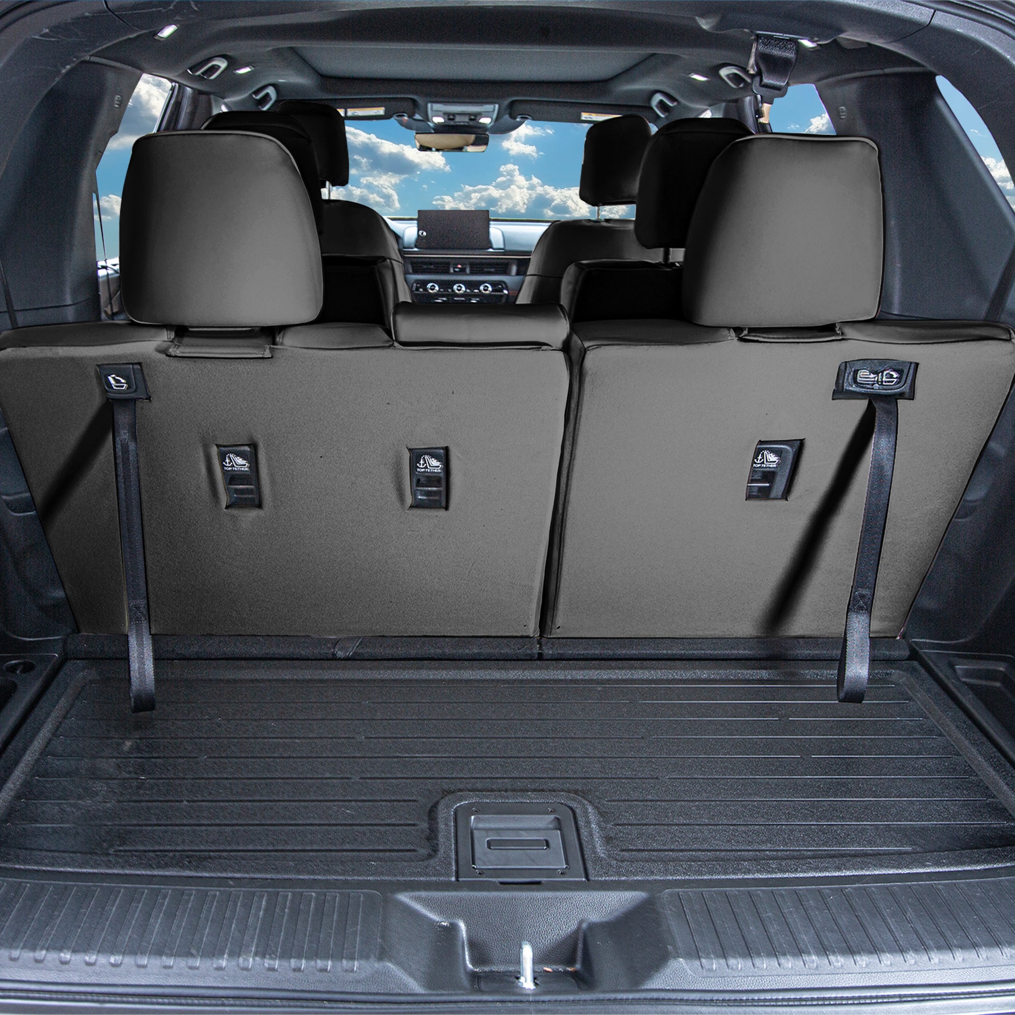 Honda Pilot 2023 - 2025 - 3rd Row Seat Covers - Black Faux Leather