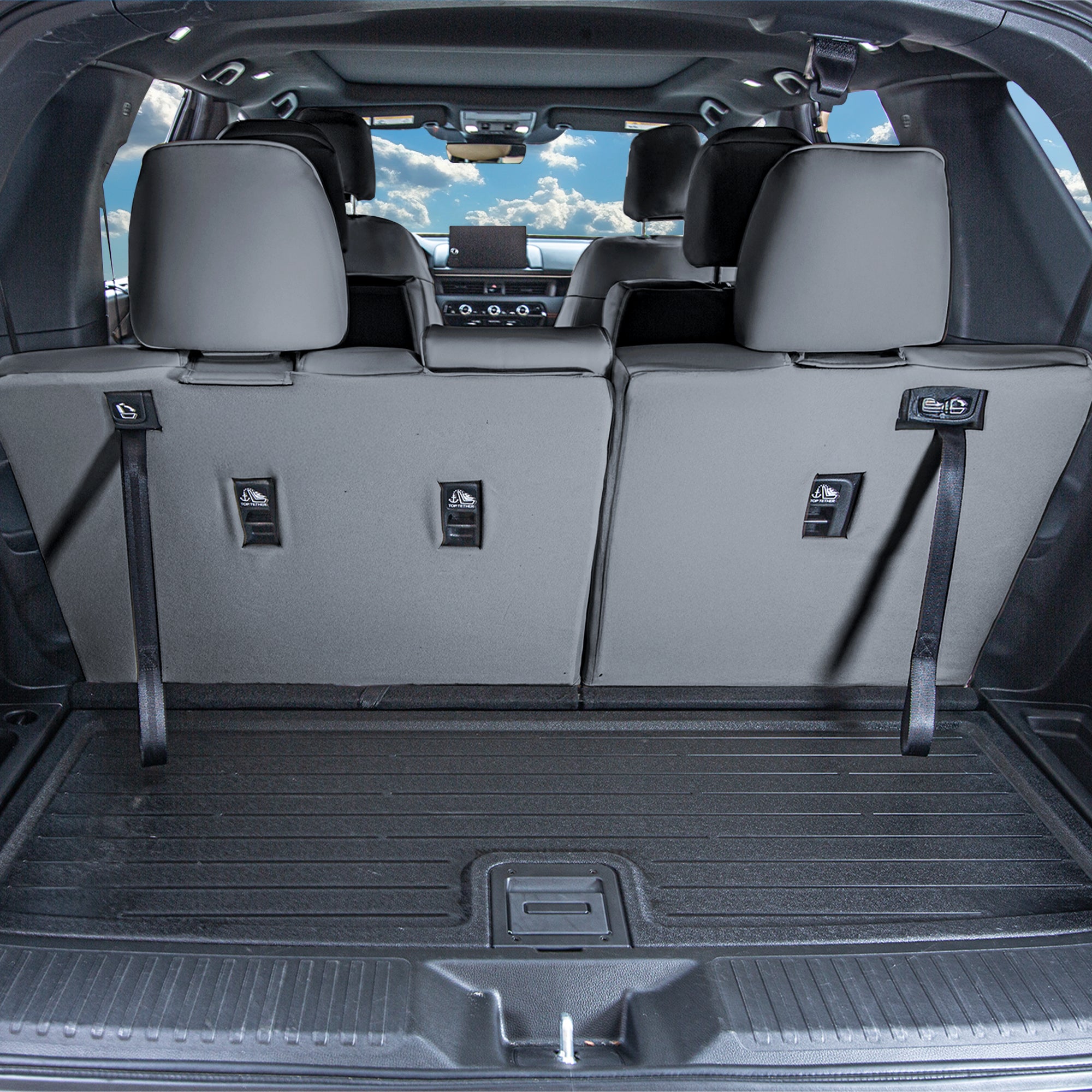 Honda Pilot 2023 - 2025 - 3rd Row Seat Covers - Solid Gray Faux Leather