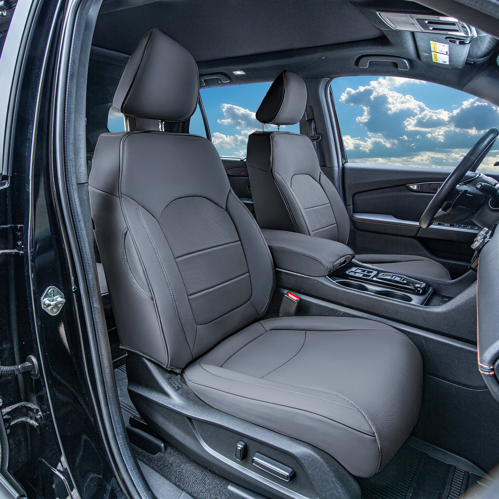 Honda Pilot 2023 - 2025 - Full Set Seat Covers - Solid Gray Faux Leather