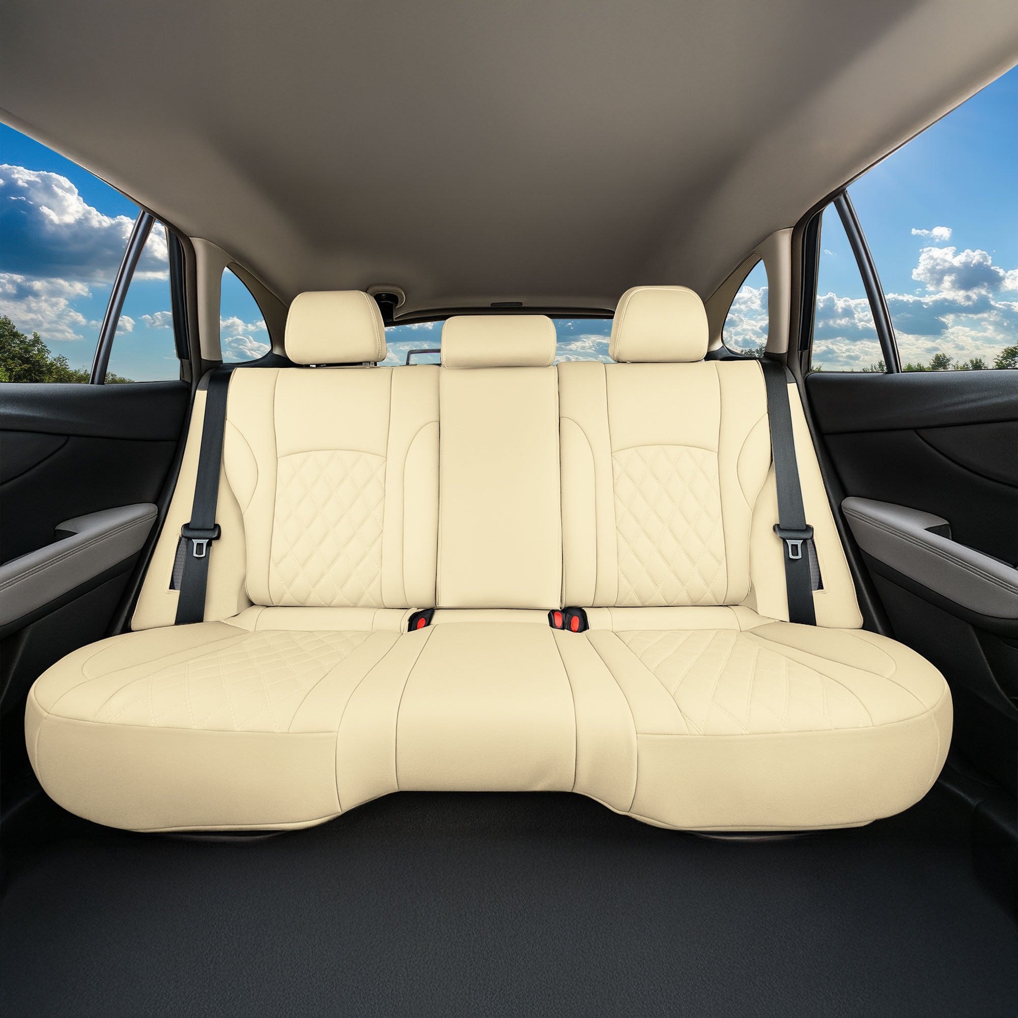 Subaru Outback 2020 - 2025 - Rear Set Seat Covers - Solid Beige Ultraflex Neoprene