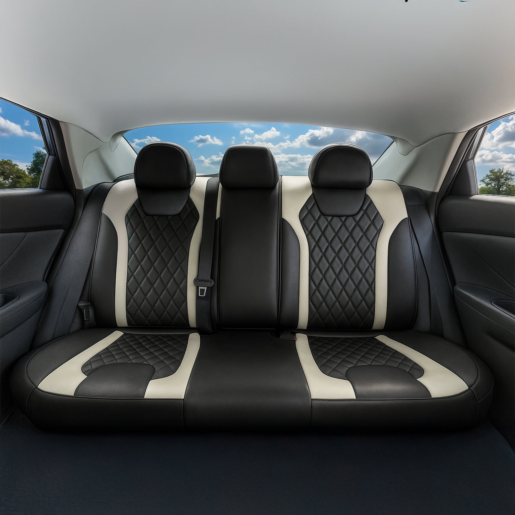 Hyundai Elantra 2021 - 2024 - Split Rear Set Seat Covers - Beige Ultraflex Neoprene