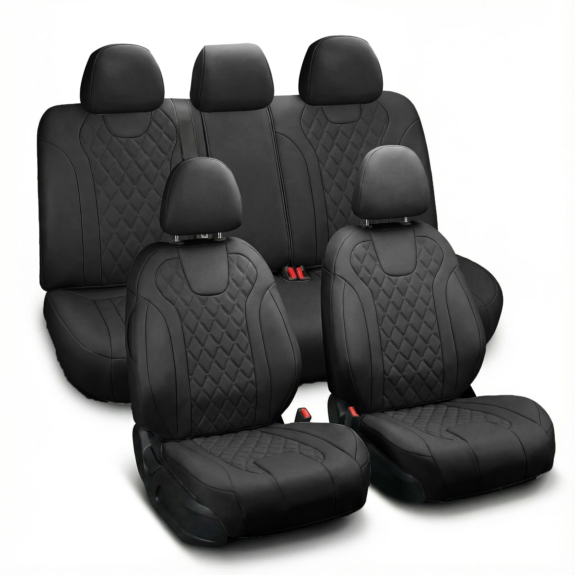 Hyundai Elantra 2021 - 2024 - Full Set Seat Covers - Black Faux Leather