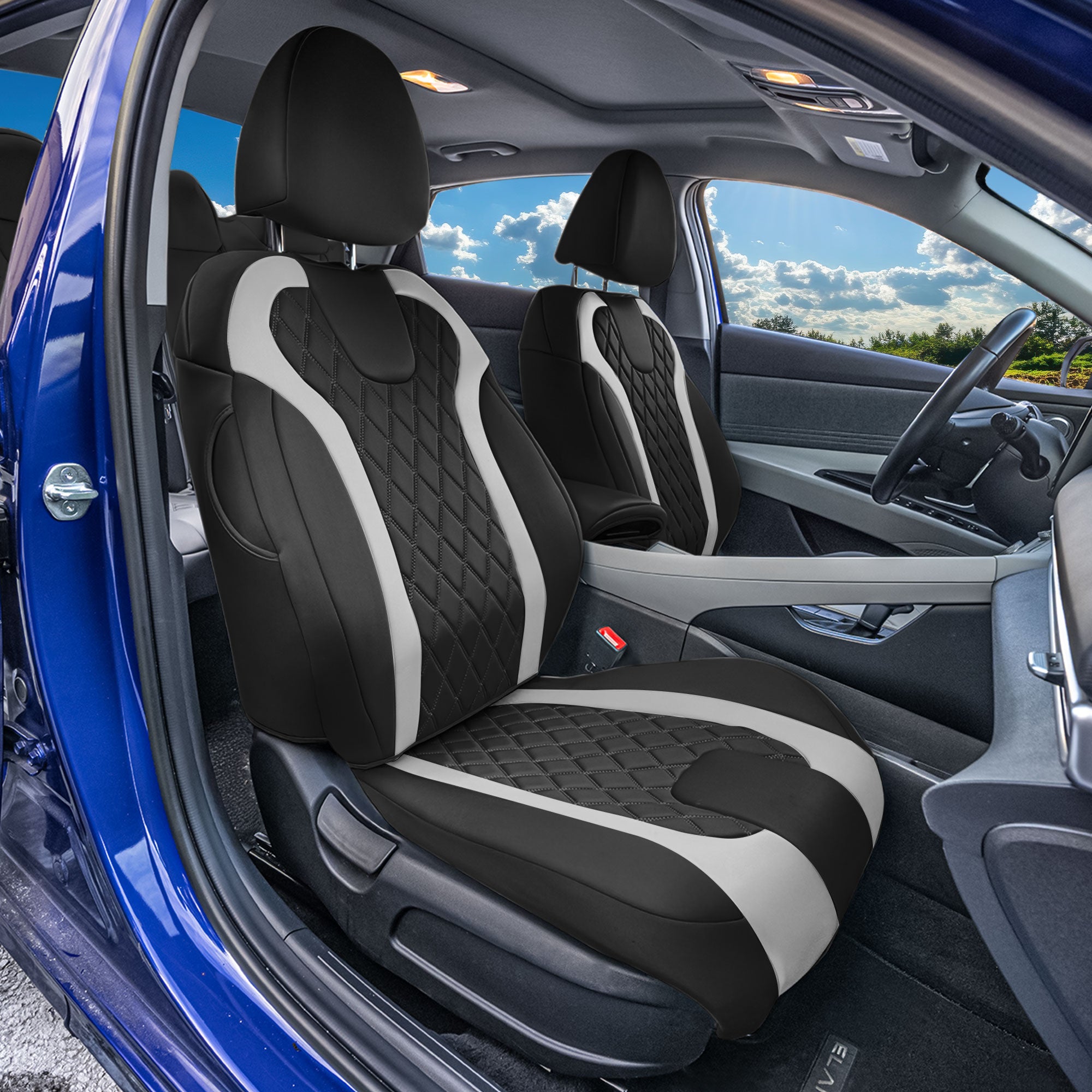 Hyundai Elantra 2021 - 2024 - Front Set Seat Covers - Gray Ultraflex Neoprene