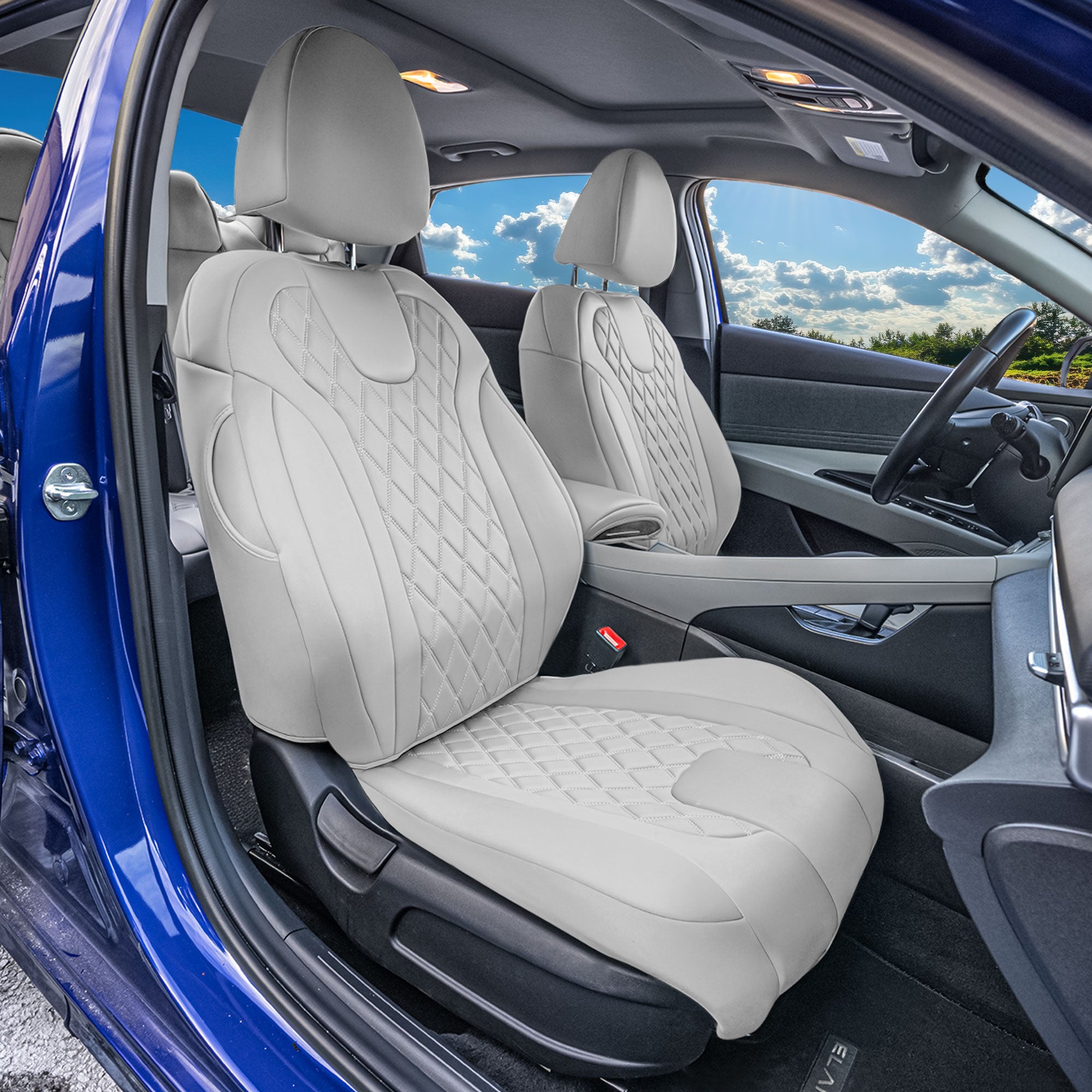Hyundai Elantra 2021 - 2024 - Front Set Seat Covers - Solid Gray Ultraflex Neoprene