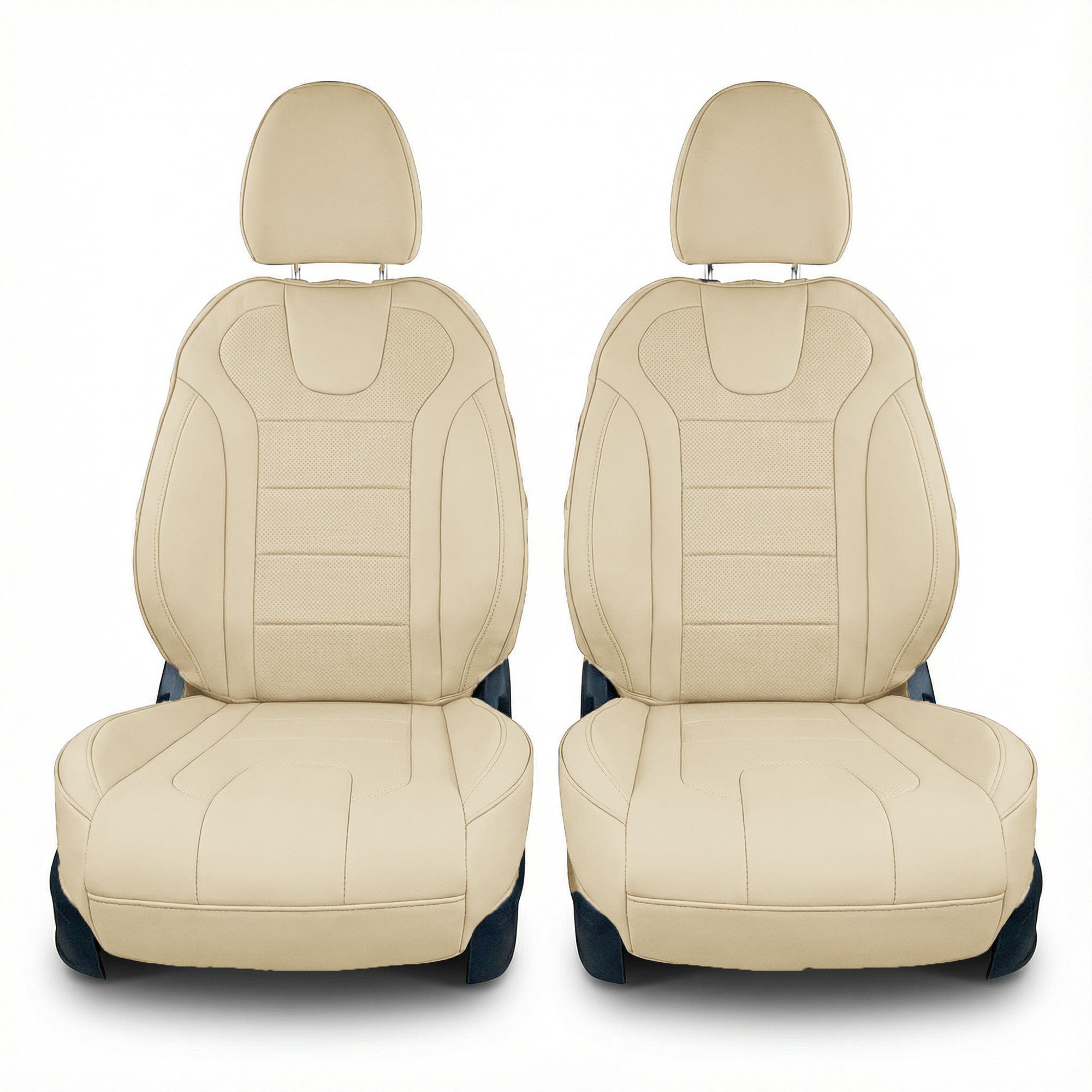 Hyundai Elantra 2021 - 2024 - Front Set Seat Covers - Solid Beige Faux Leather