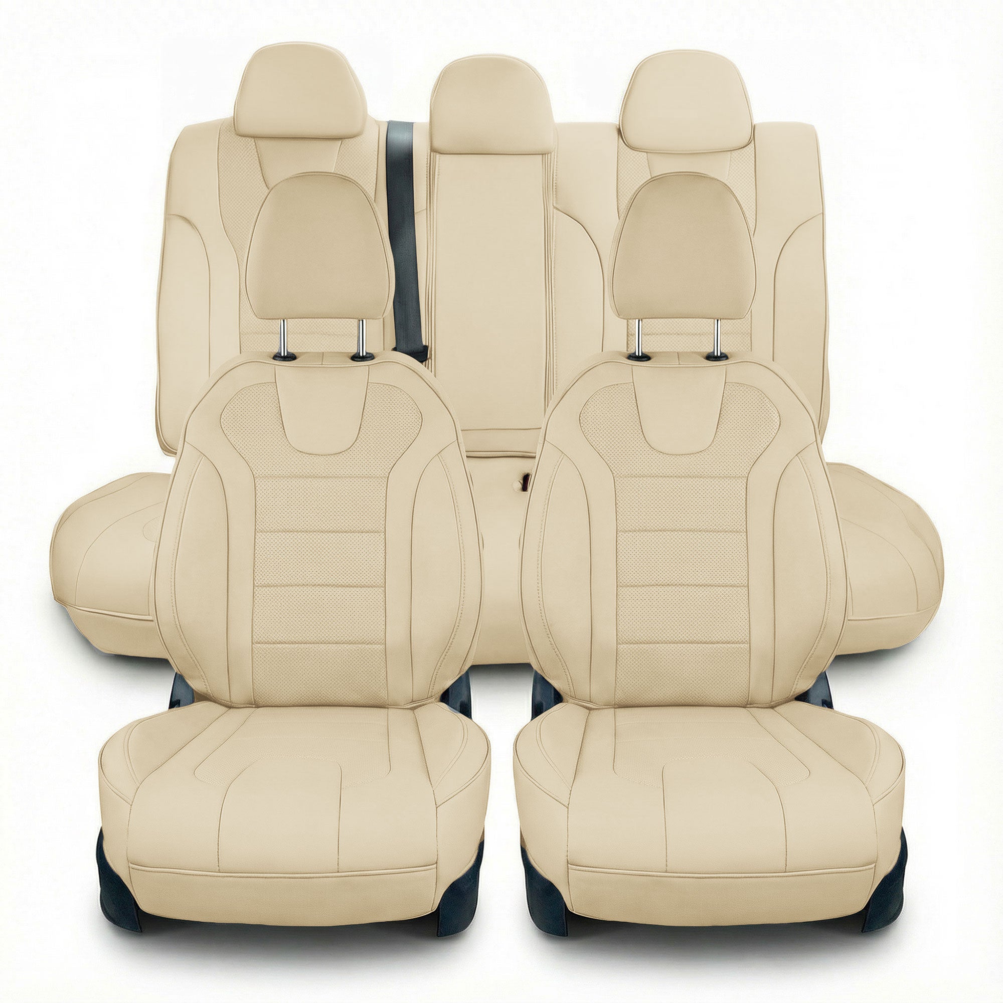 Hyundai Elantra 2021 - 2024 - Full Set Seat Covers - Solid Beige Faux Leather