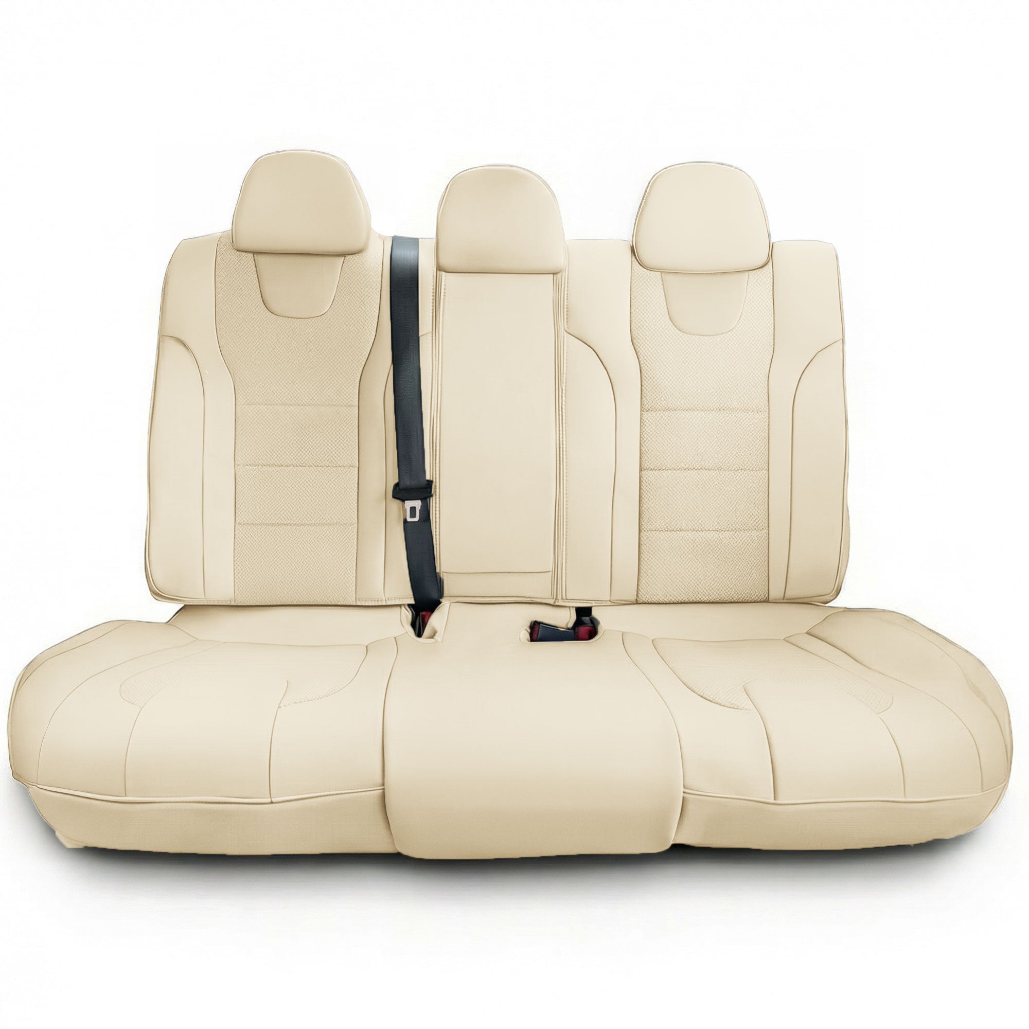 Hyundai Elantra 2021 - 2024 - Split Rear Set Seat Covers - Solid Beige Faux Leather