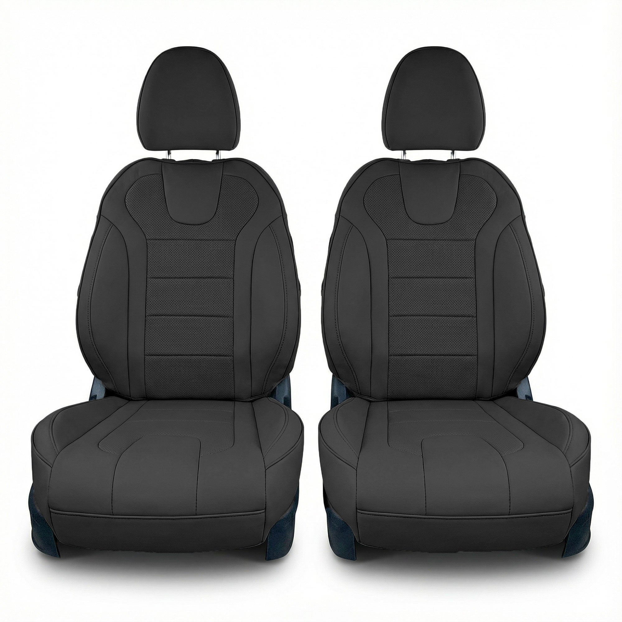 Hyundai Elantra 2021 - 2024 - Front Set Seat Covers - Black Faux Leather