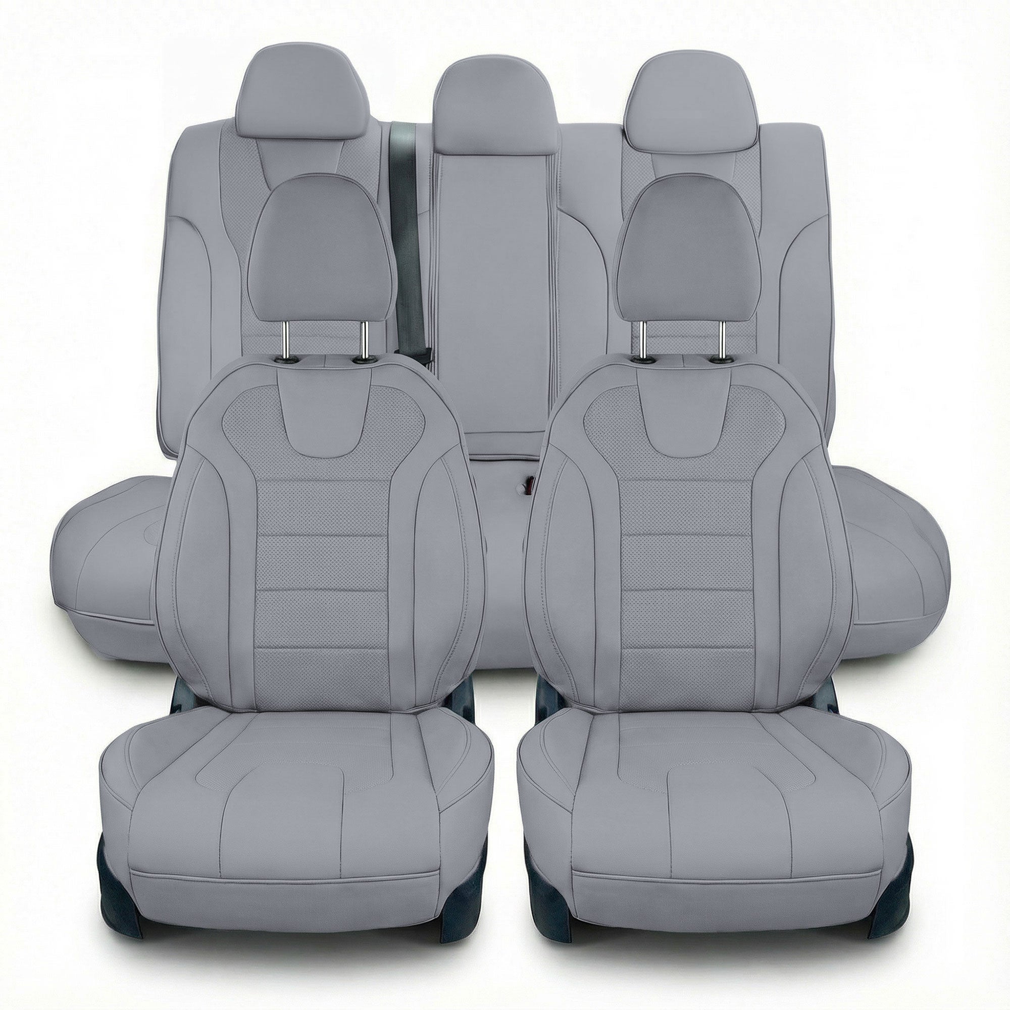 Hyundai Elantra 2021 - 2024 - Full Set Seat Covers - Solid Gray Faux Leather