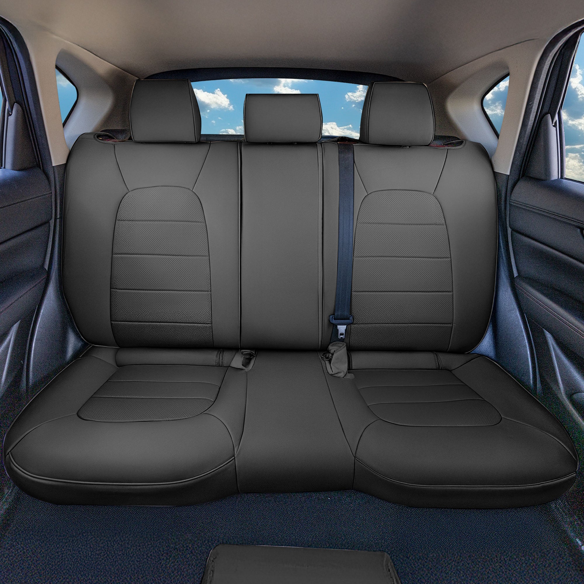 Mazda CX-5 2017 - 2025 - Rear Set Seat Covers - Black Faux Leather