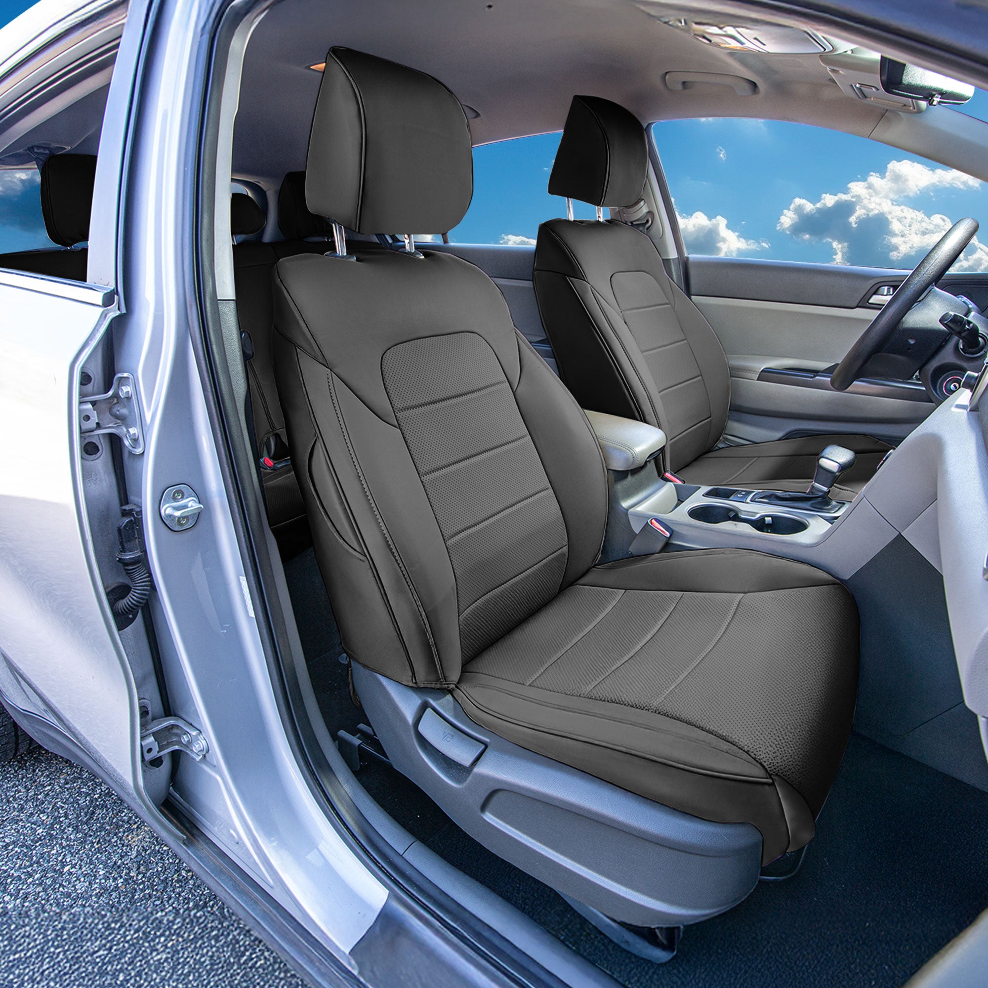 Kia Sportage 2017 - 2022 - Front Set Covers - Black Faux Leather