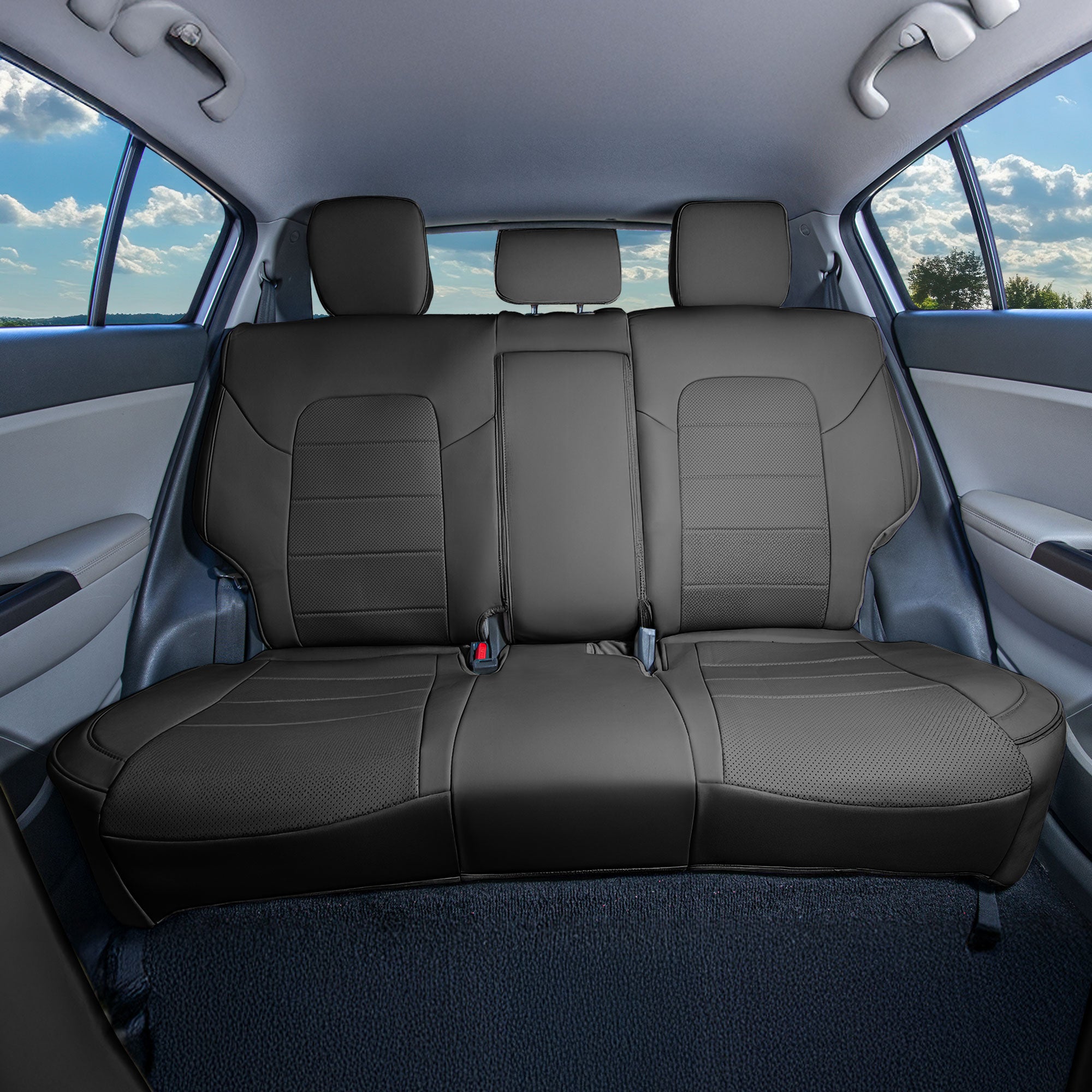 Kia Sportage 2017 – 2022 - Rear Set Seat Covers - Black Faux Leather