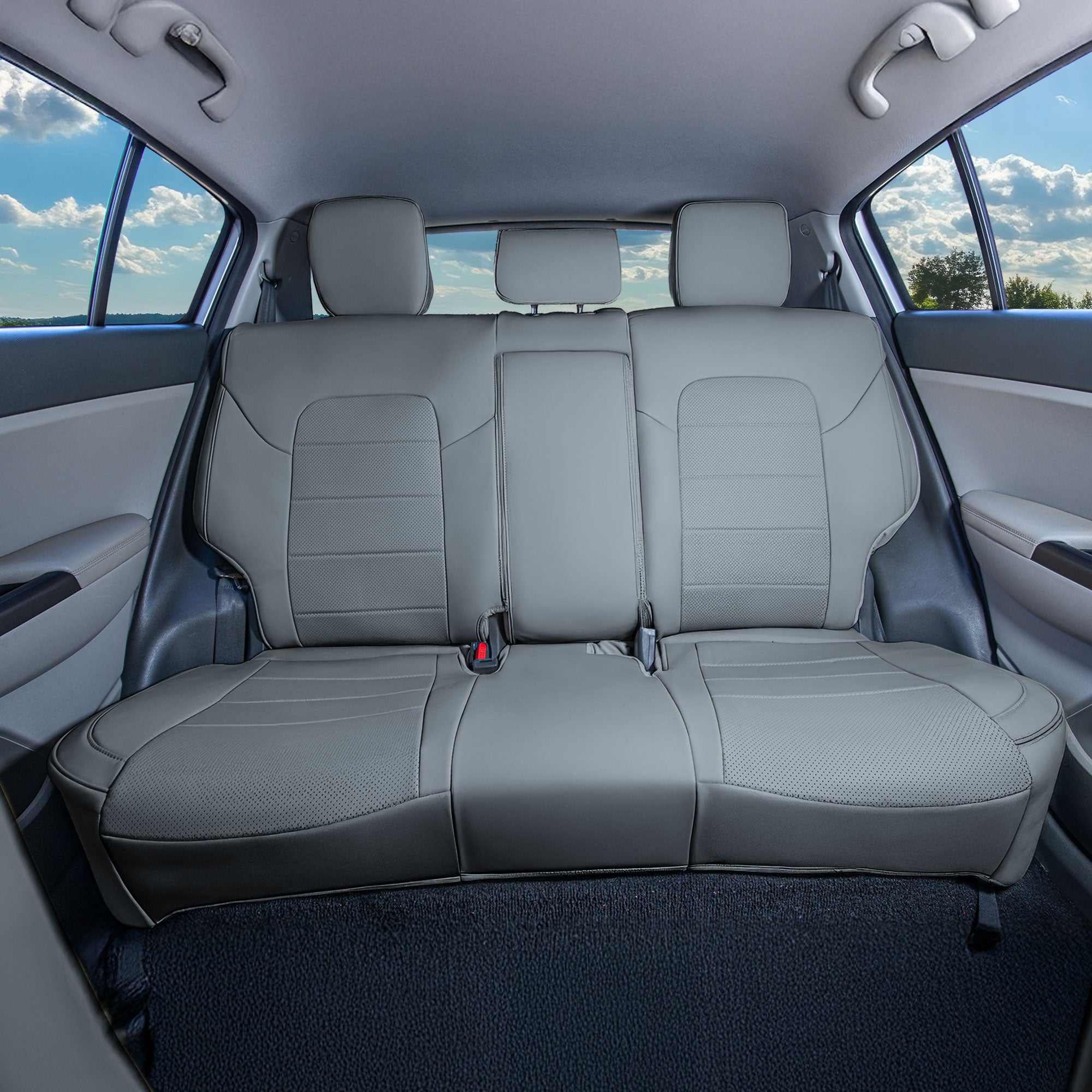 Kia Sportage 2017 – 2022 - Rear Set Seat Covers - Solid Gray Faux Leather