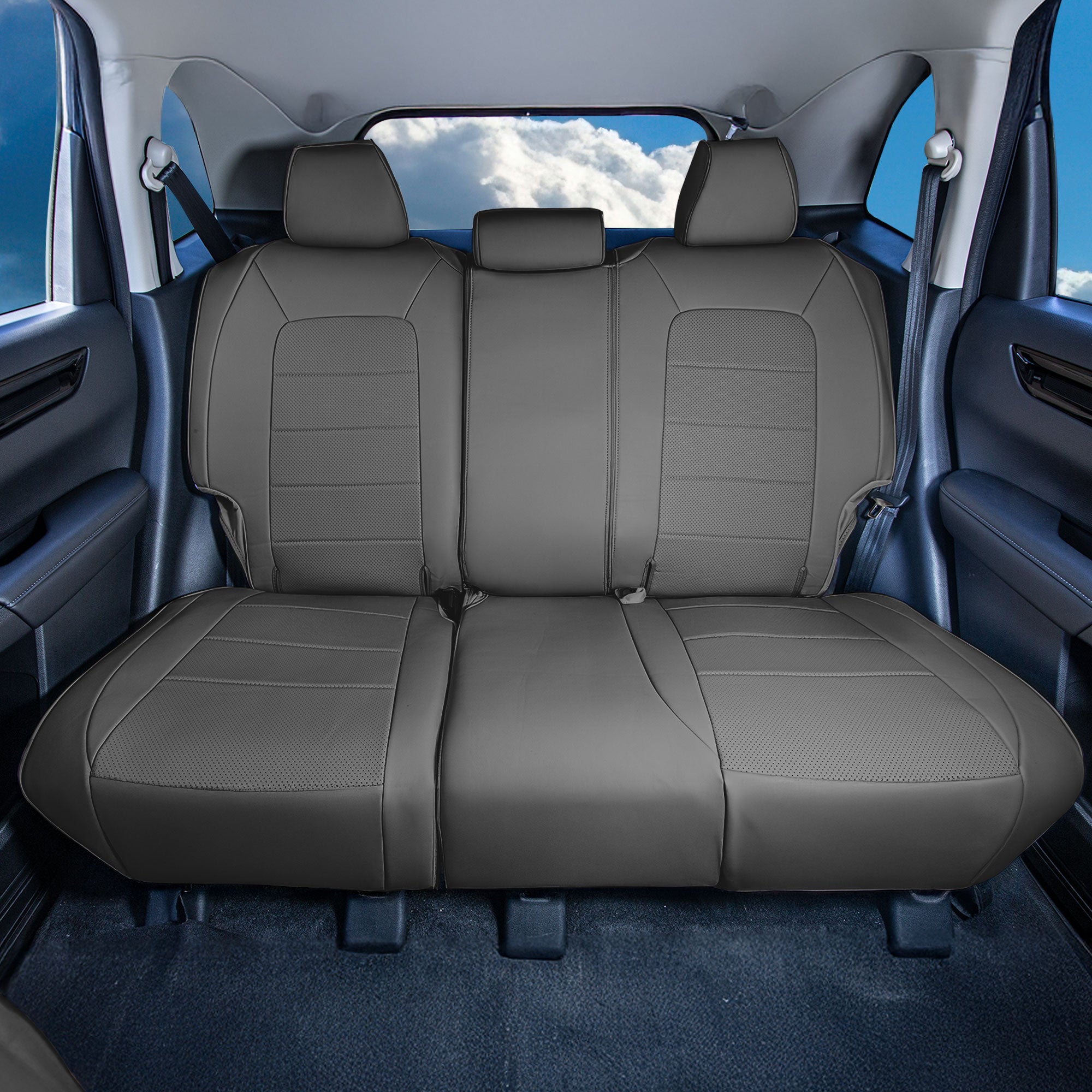 Honda CR-V 2023 - 2026 - Rear Set Seat Covers - Black Faux Leather
