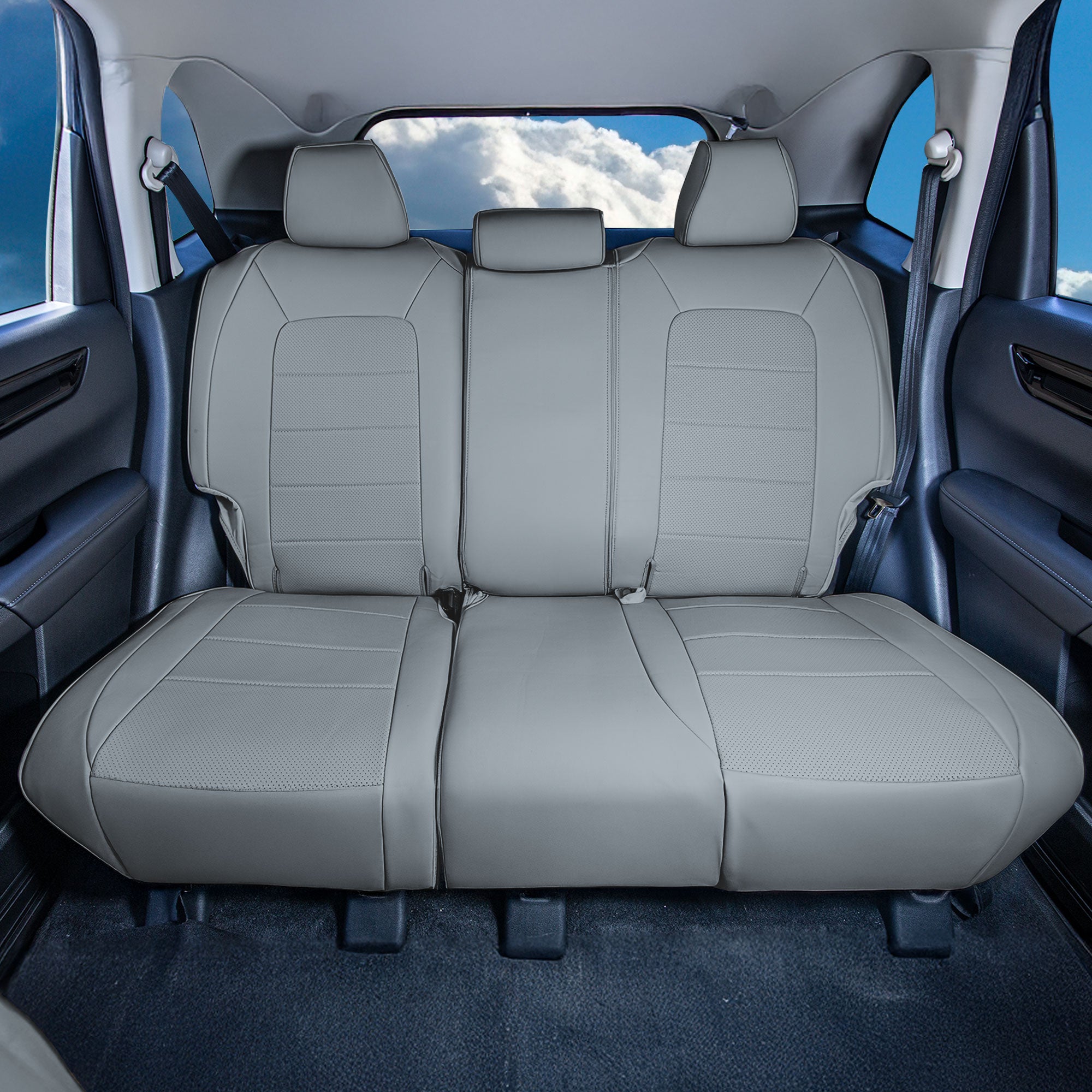 Honda CR-V 2023 - 2026 - Rear Set Seat Covers - Solid Gray Faux Leather