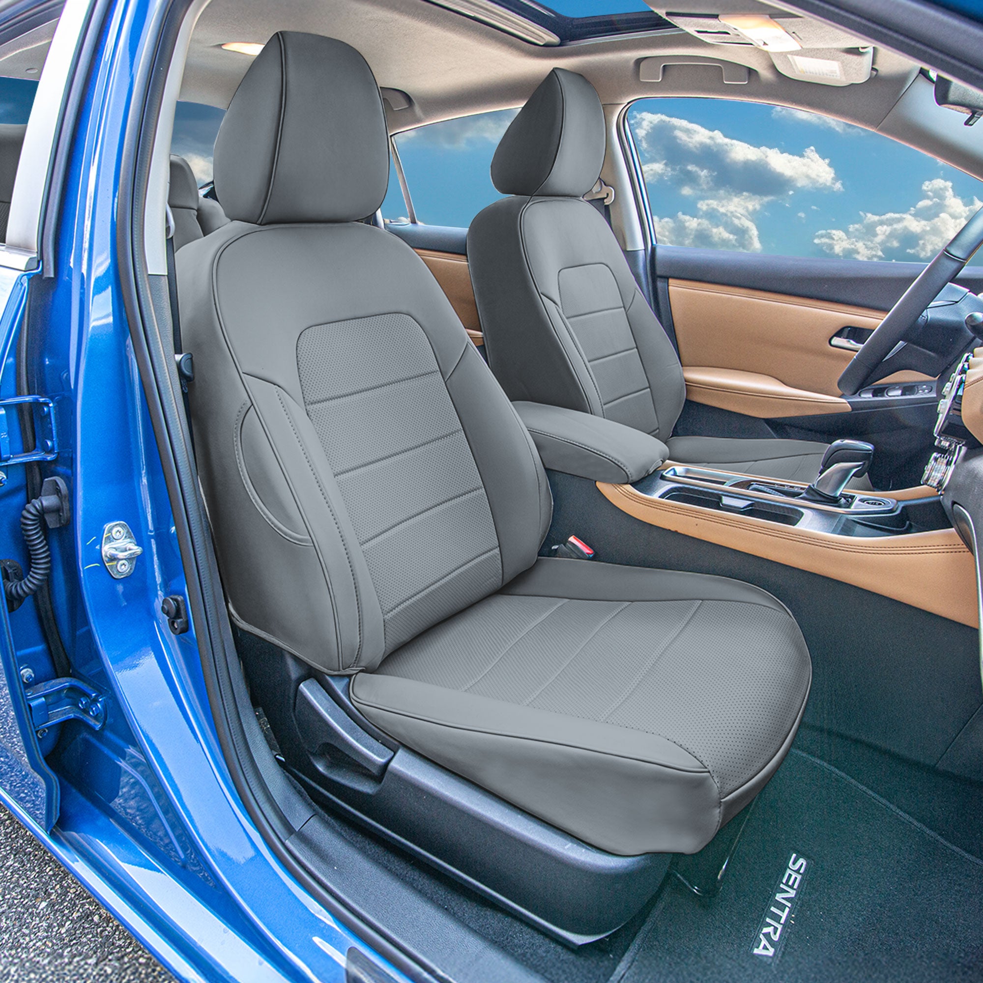 Nissan Sentra 2020 - 2026 - Full Set Covers - Solid Gray Faux Leather