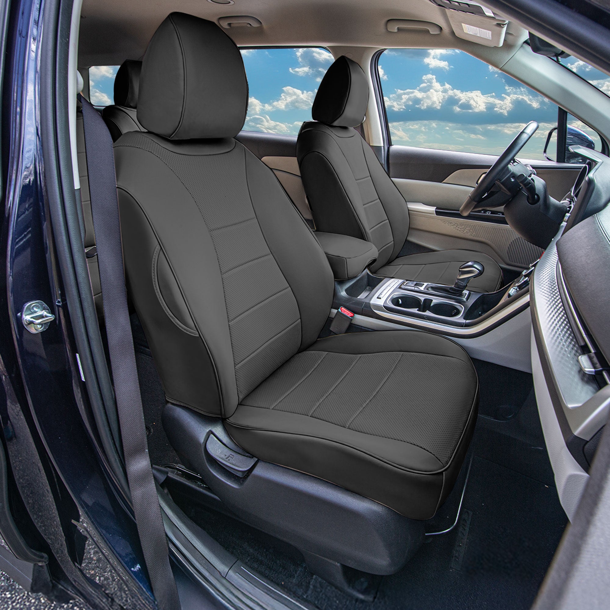 KIA Carnival 2022 - 2025 - Full Set Seat Covers - Black Faux Leather (Non-Hybrid)