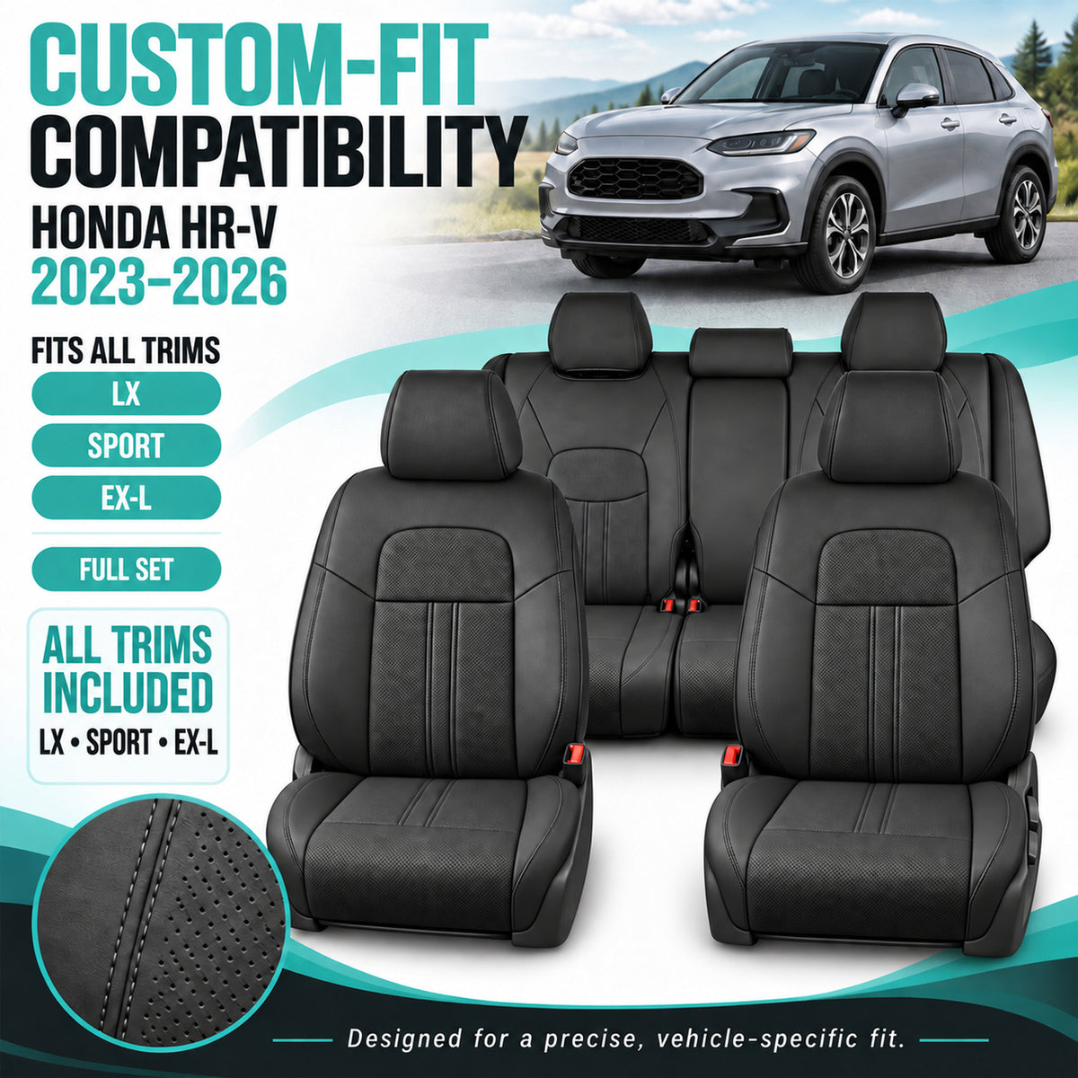 Honda HR-V 2023 - 2026 - Full Set Covers - Black Faux Leather