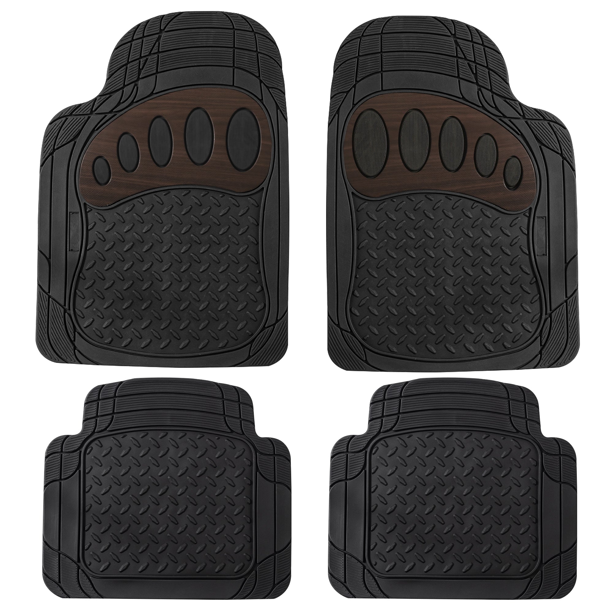 4 Piece Liners Trimmable ClimaProof Non-Slip Vinyl Floor Mats - Full Set Brown