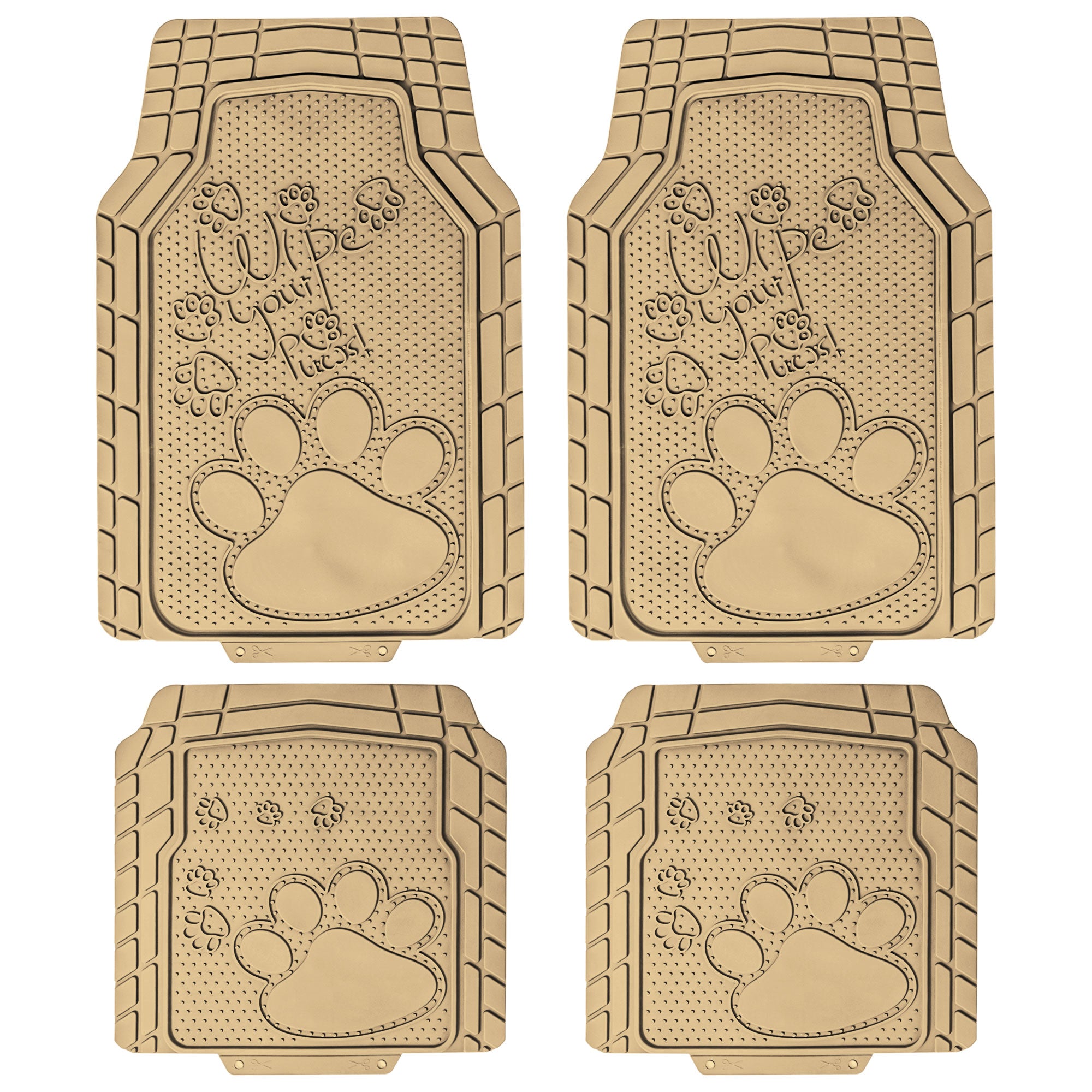 Adorable Paw Print Rubber Floor Mats - Full Set Beige