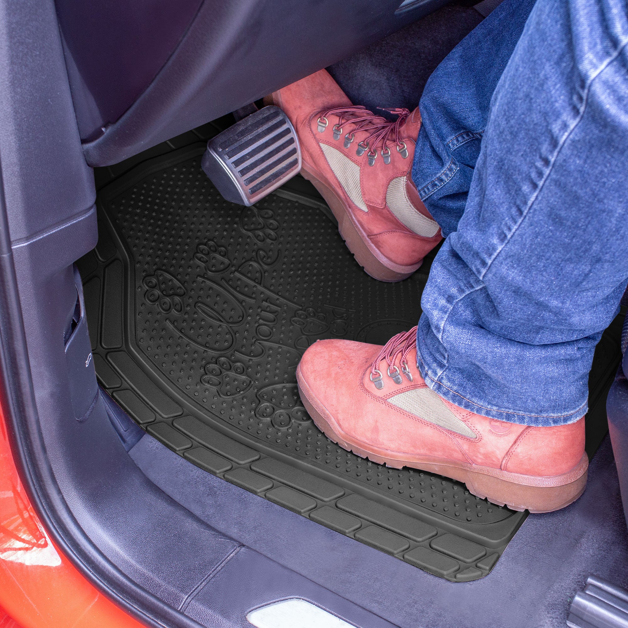 Adorable Paw Print Rubber Floor Mats - Full Set Black