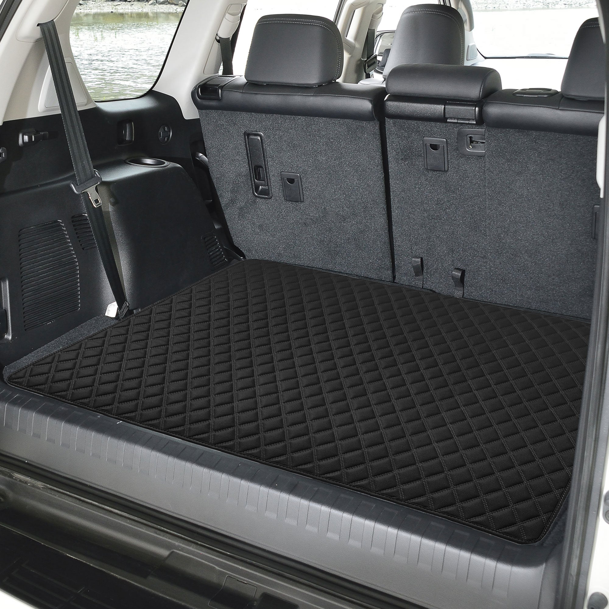 Deluxe Heavy-Duty Diamond Pattern Multi-Purpose Non-Slip Faux Leather Cargo Liner Black, 32