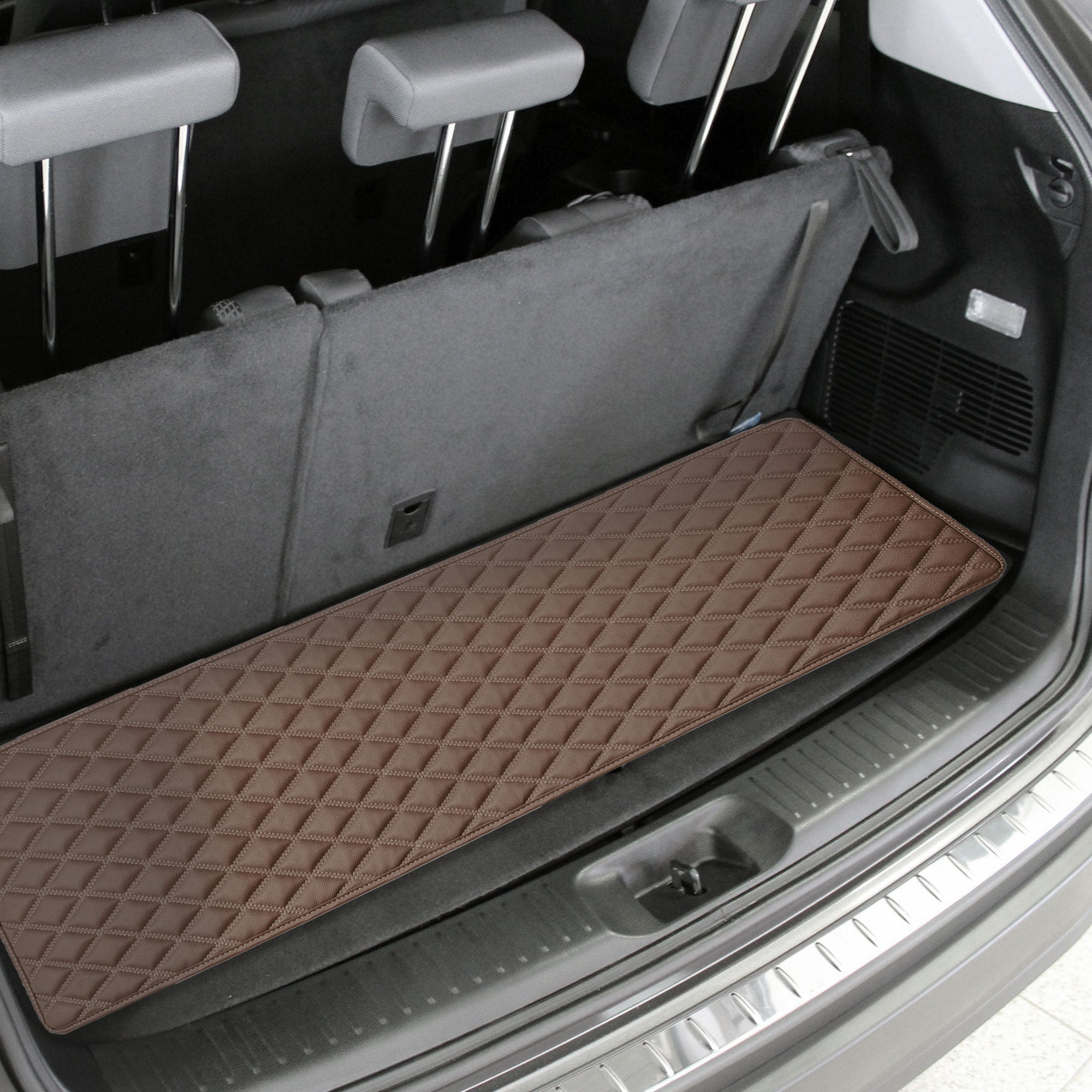 Deluxe Heavy-Duty Diamond Pattern Multi-Purpose Non-Slip Faux Leather Cargo Liner Brown, 14